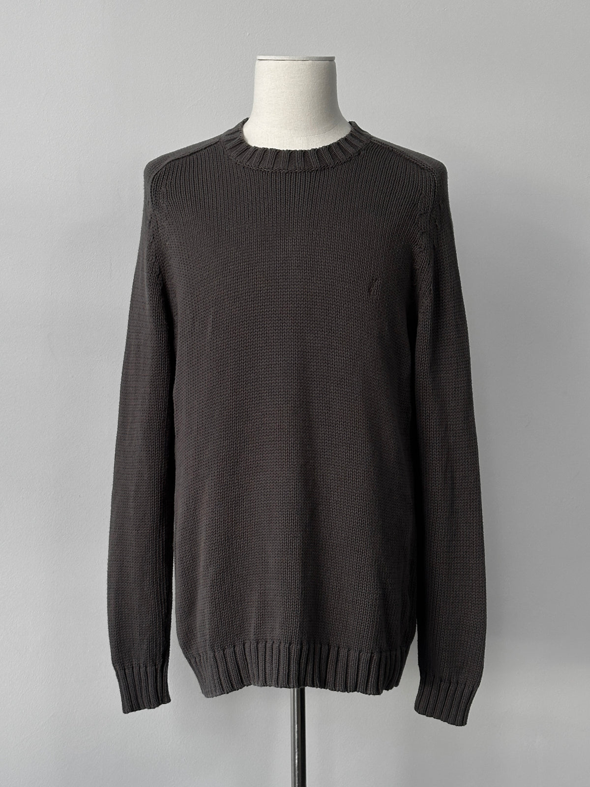 Yves Saint Laurent Pour Homme 2000s Pure Cotton Knit Logo Jumper - XL