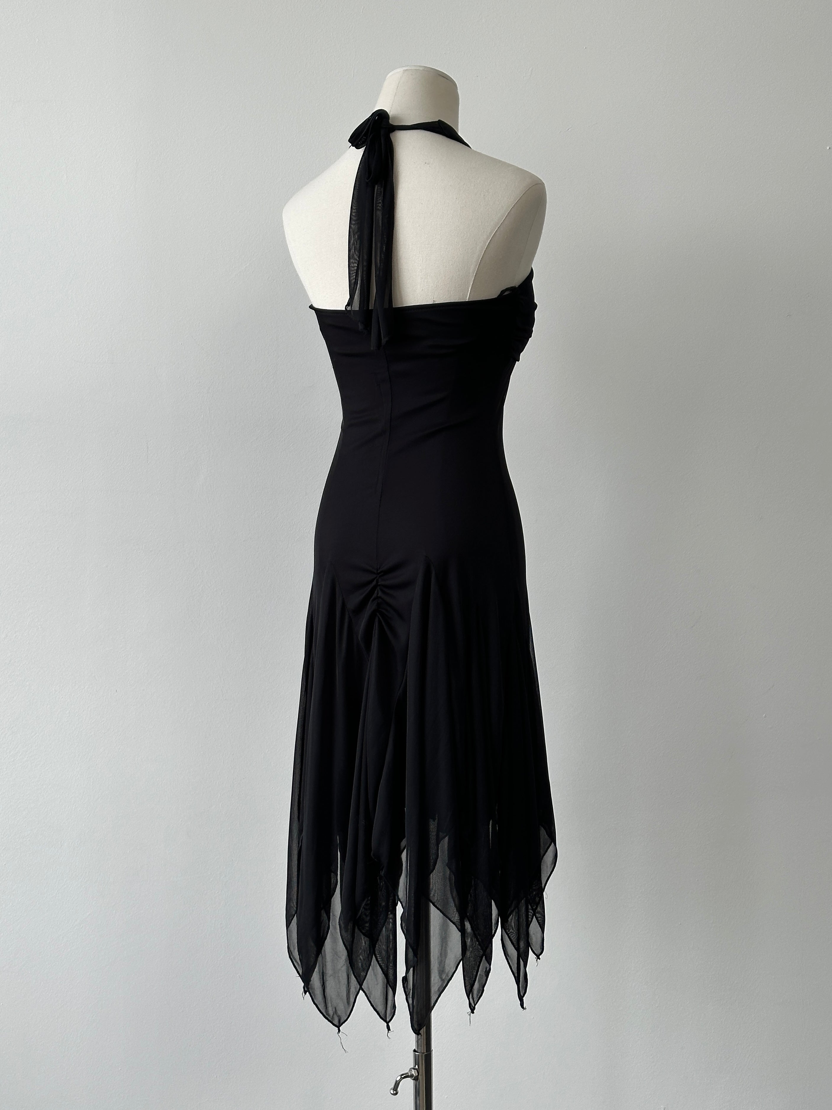 USA Vintage 2000s Halterneck Handkercheif Midi Dress - S