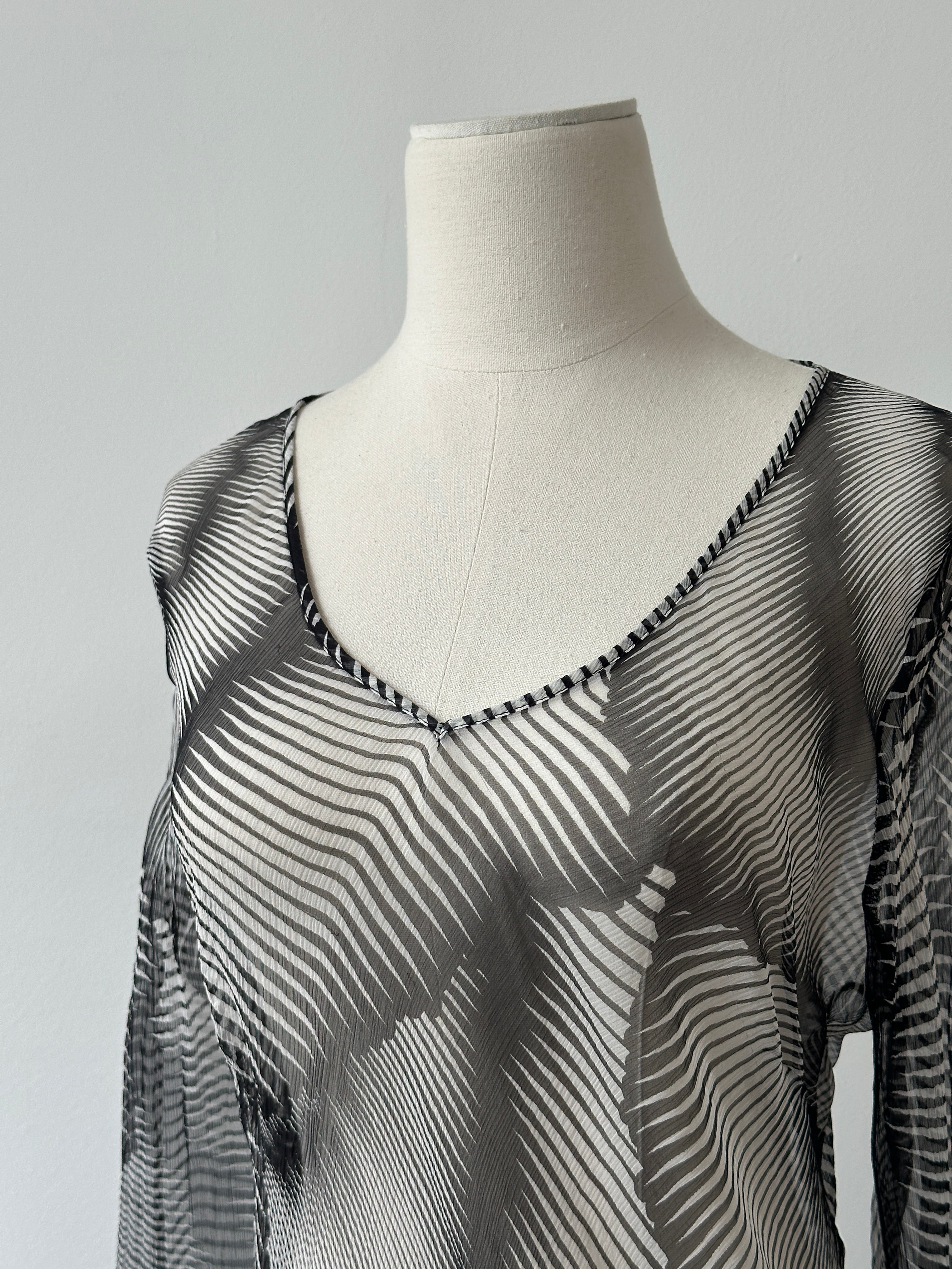 Vintage 1990s Sheer Print Mini Dress - S