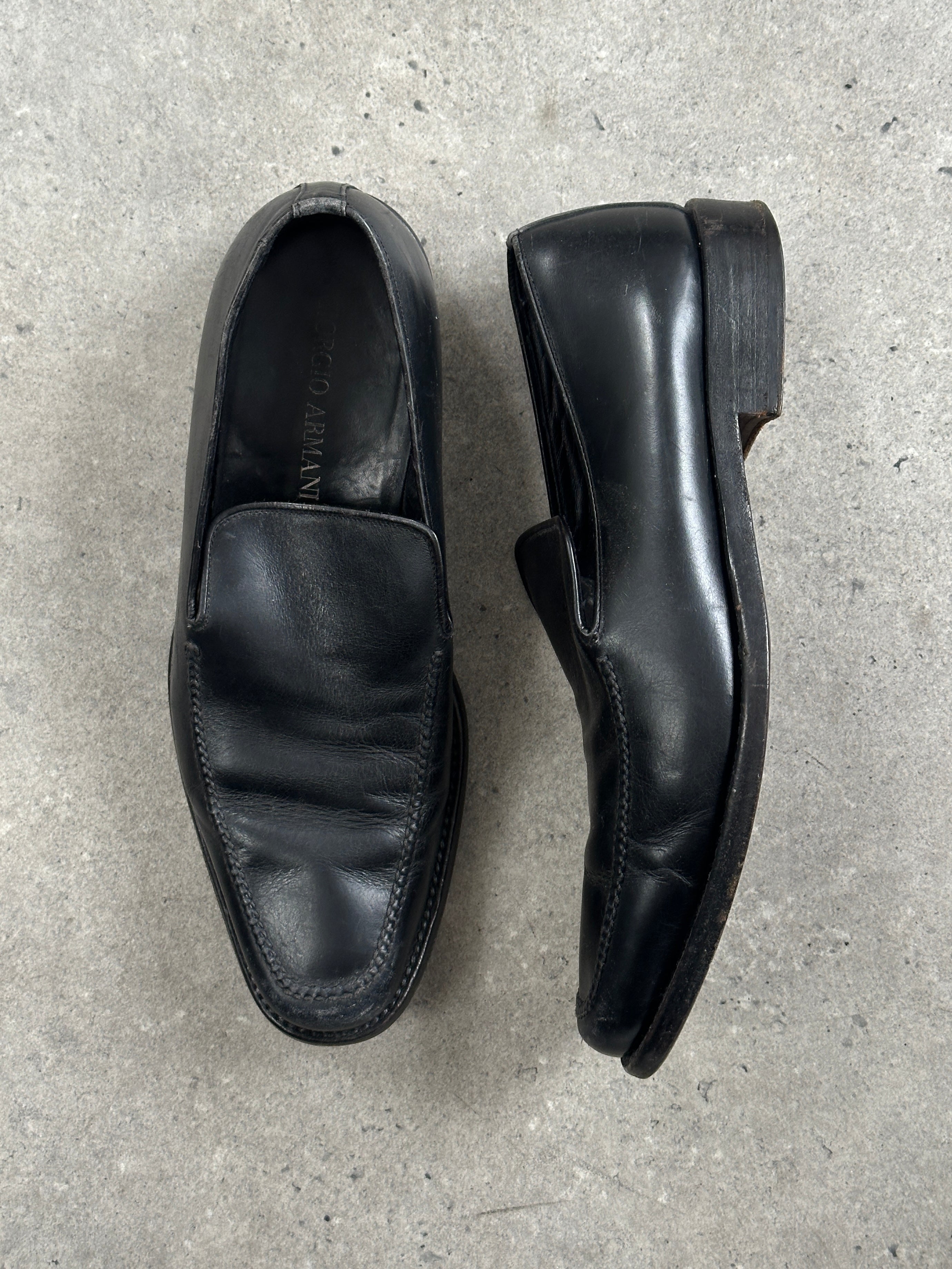 Giorgio Armani 1990s Leather Apron Toe Loafers - UK 7