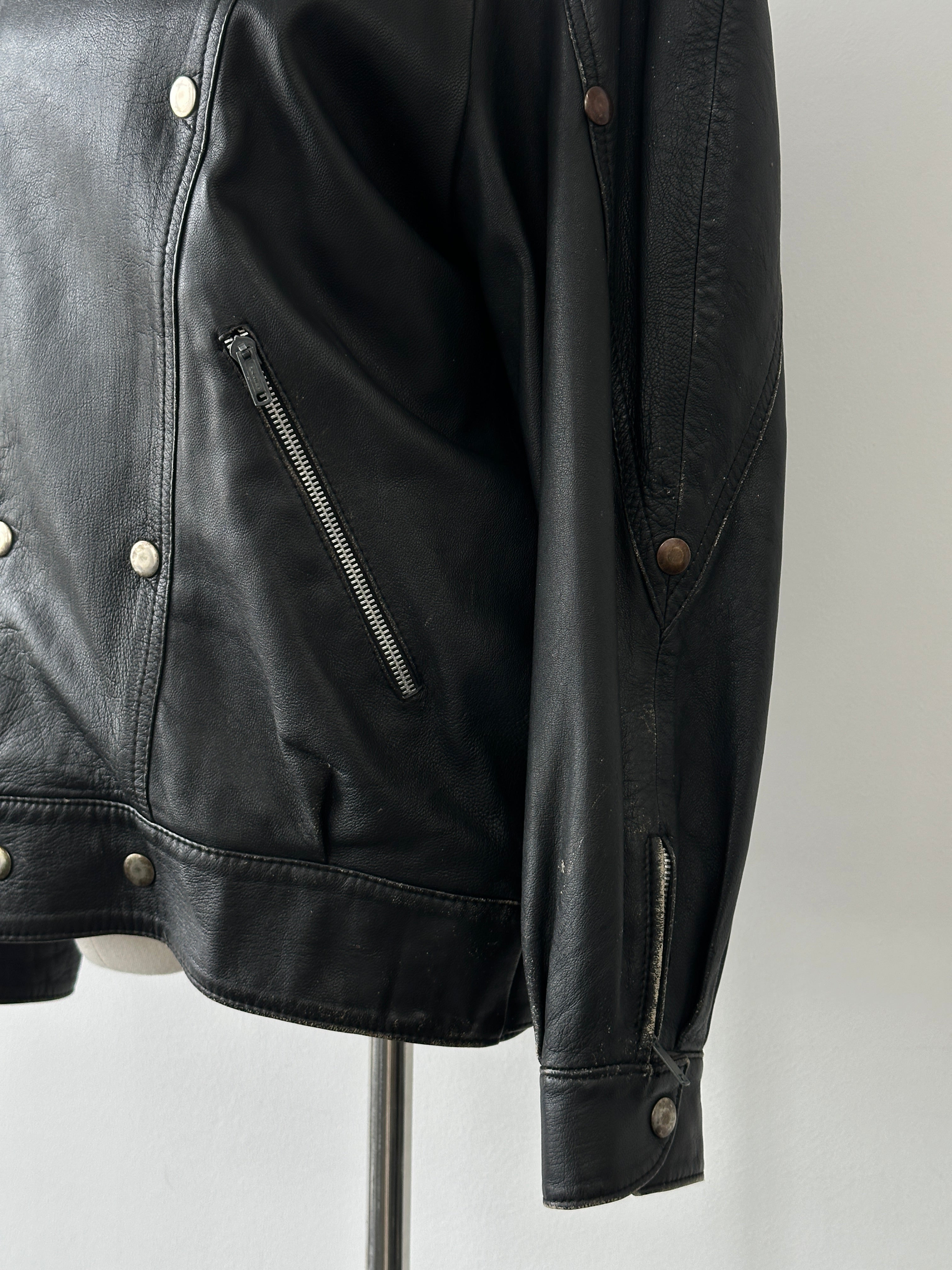 Vintage 1990s Double Breasted Leather Jacket - M