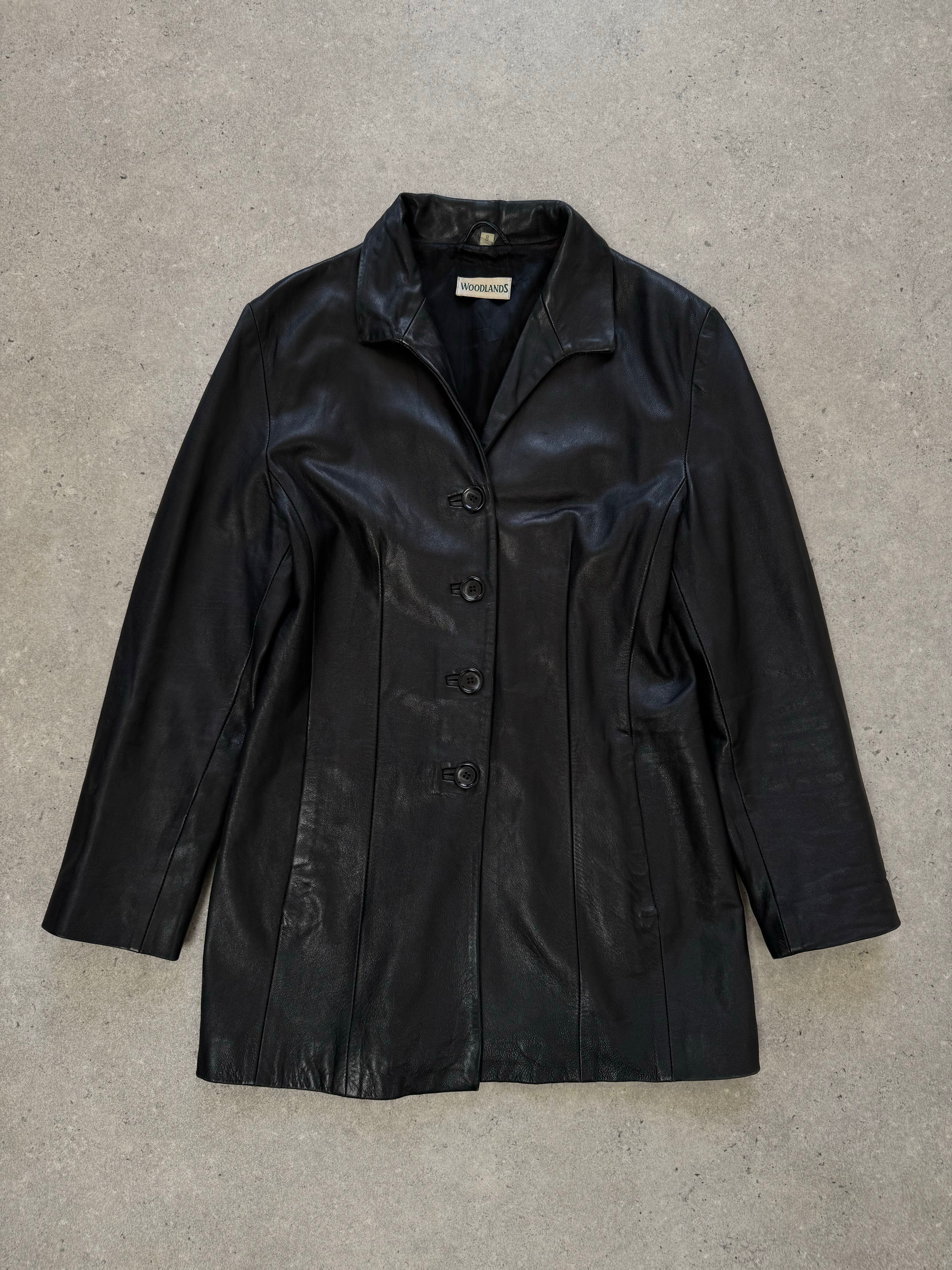 British Vintage 1990s Fitted Leather Jacket - S