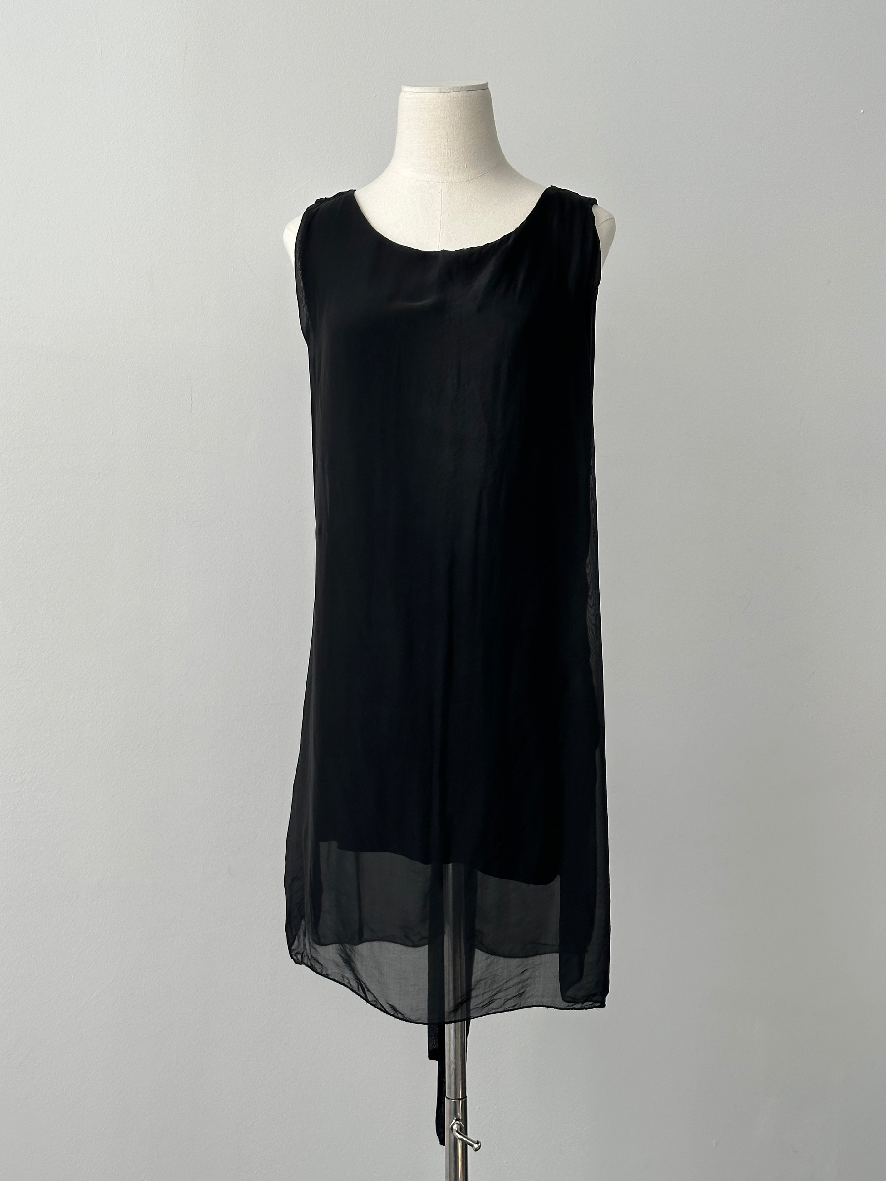 Italian Vintage 1990s Pure Silk Sleeveless Belted Dress - M