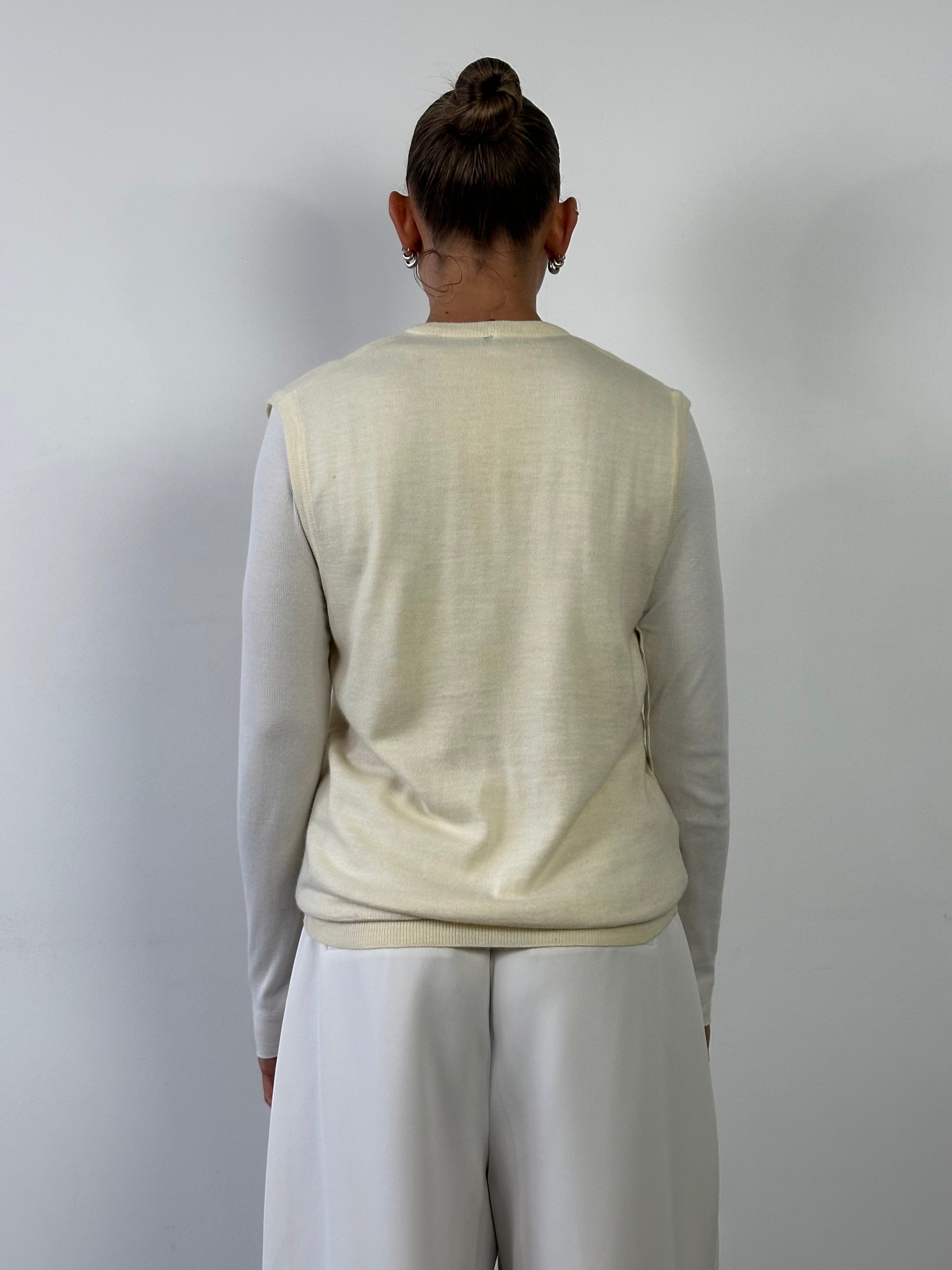 Vintage Wool Sleeveless V Neck Knit Jumper - M - SYLK