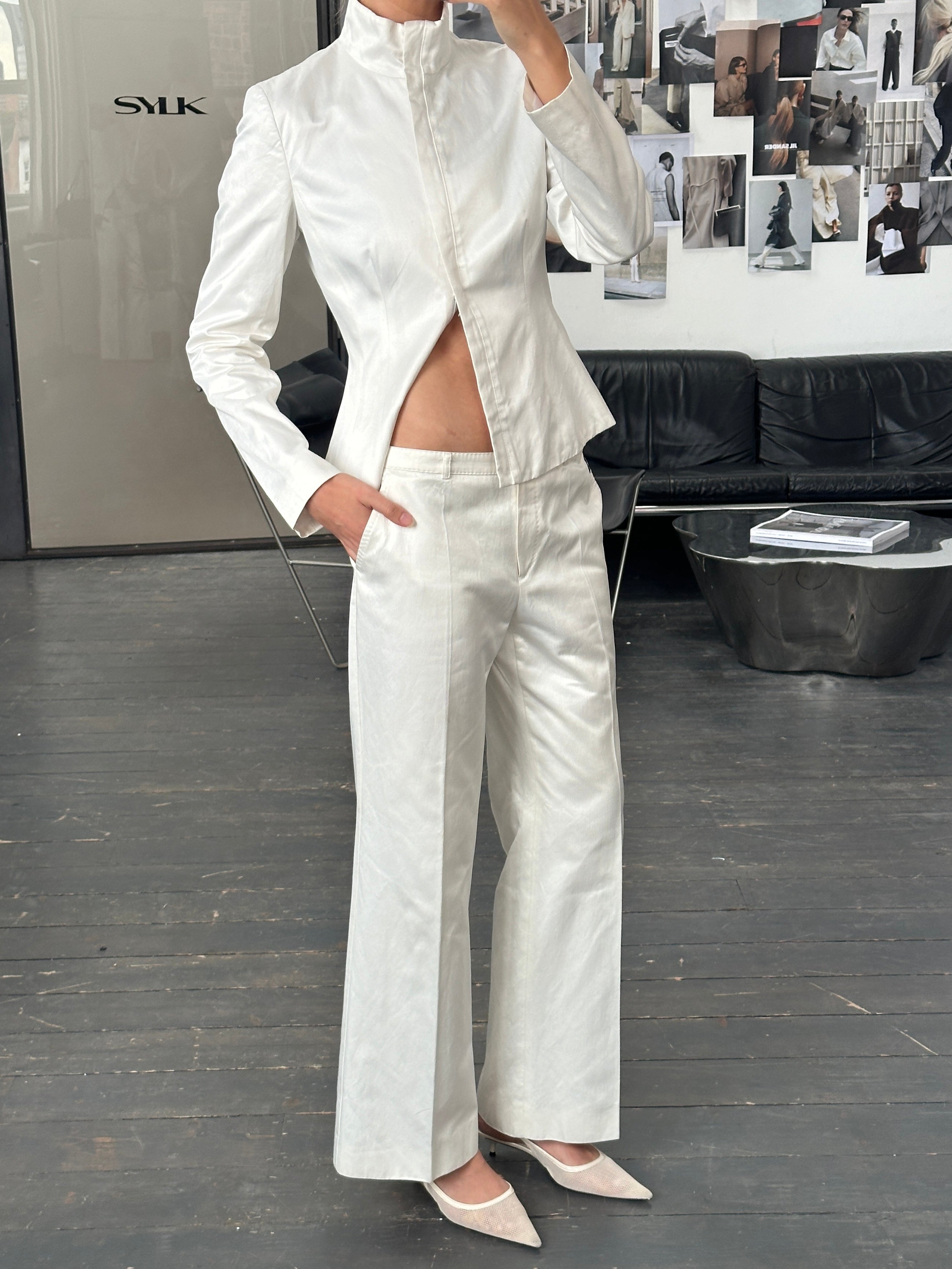 Emporio Armani 2000s cotton jacket two-piece set, featuring a stylish men's/women's jacket and matching pants, on a plain background.