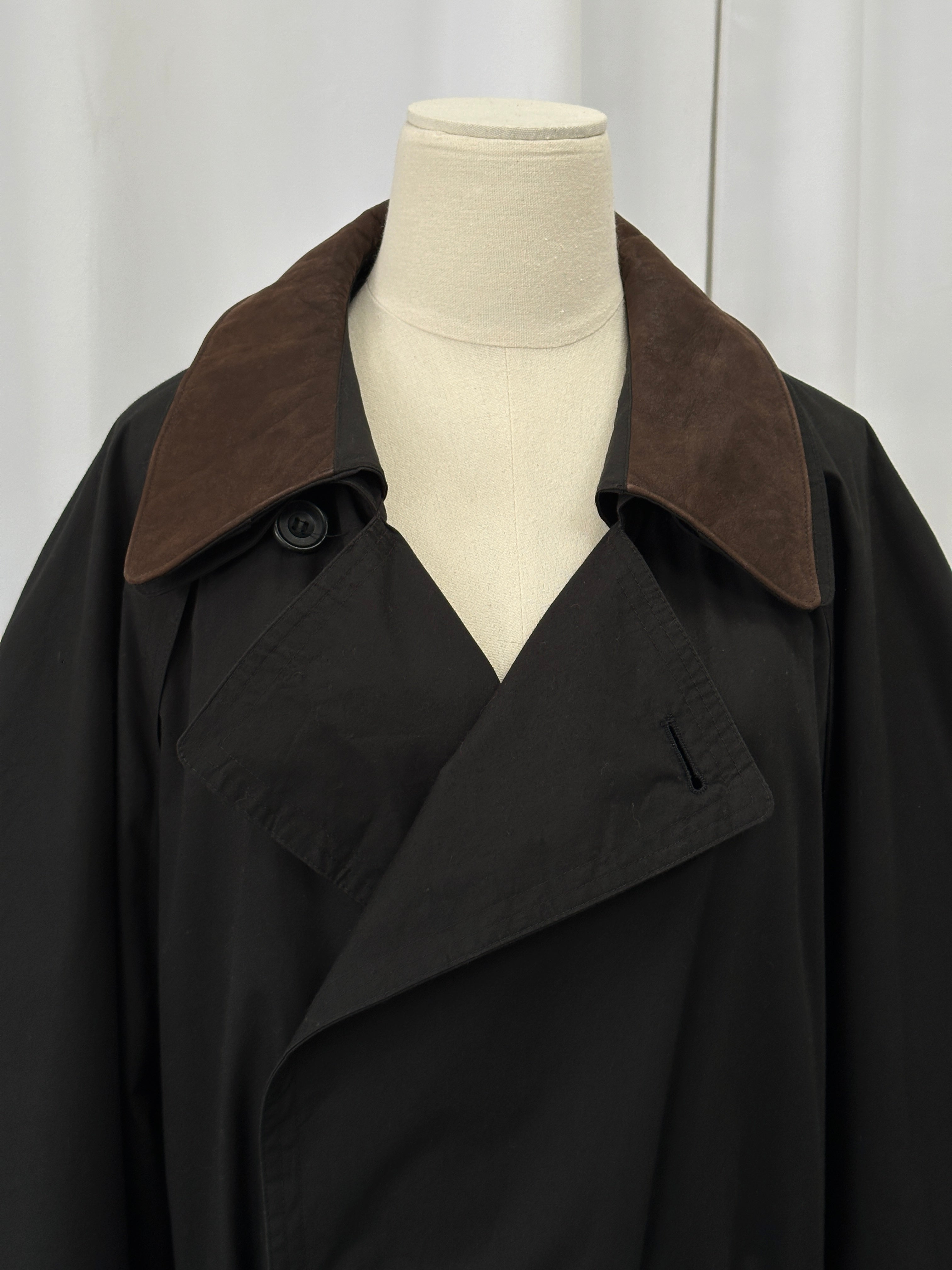 London Fog 1990s Leather Collar Belted Trench Coat - XXL - SYLK