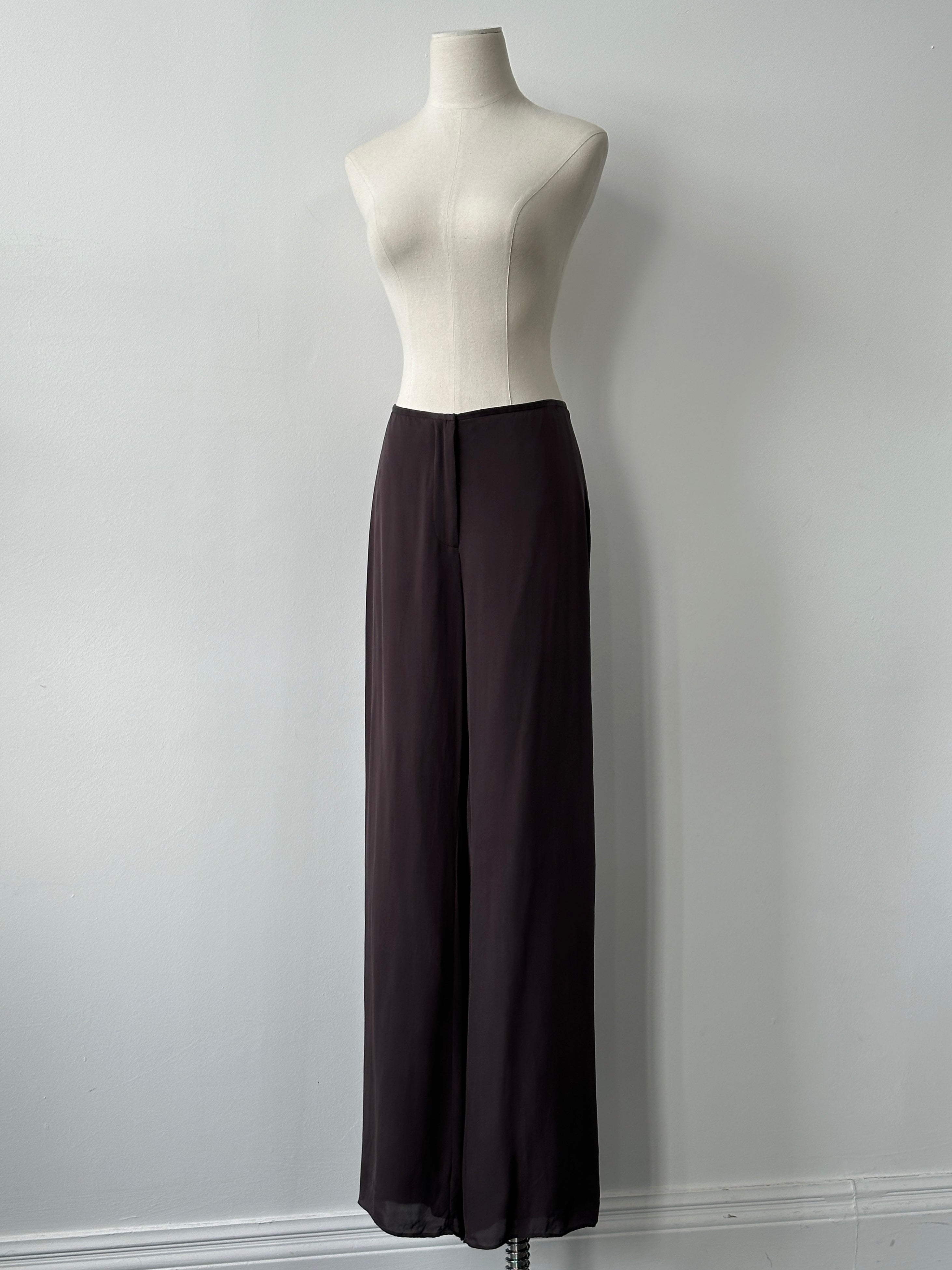 Vintage 2000s Pure Silk Wide Leg Trousers - W28