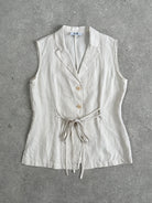 Vintage Linen Cotton Tie Front Waistcoat - M - SYLK