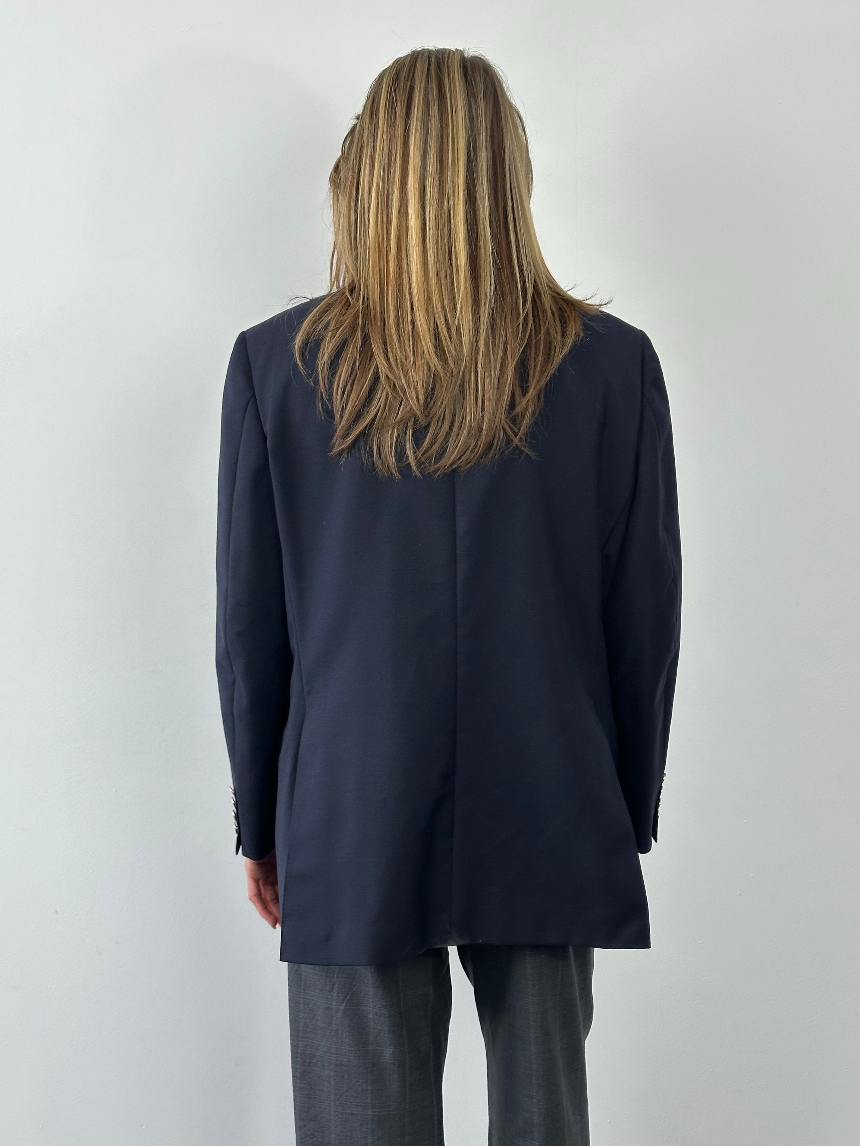 Burberry 1990s bespoke wool mohair double-breasted blazer in XL, featuring classic design and tailored fit.
