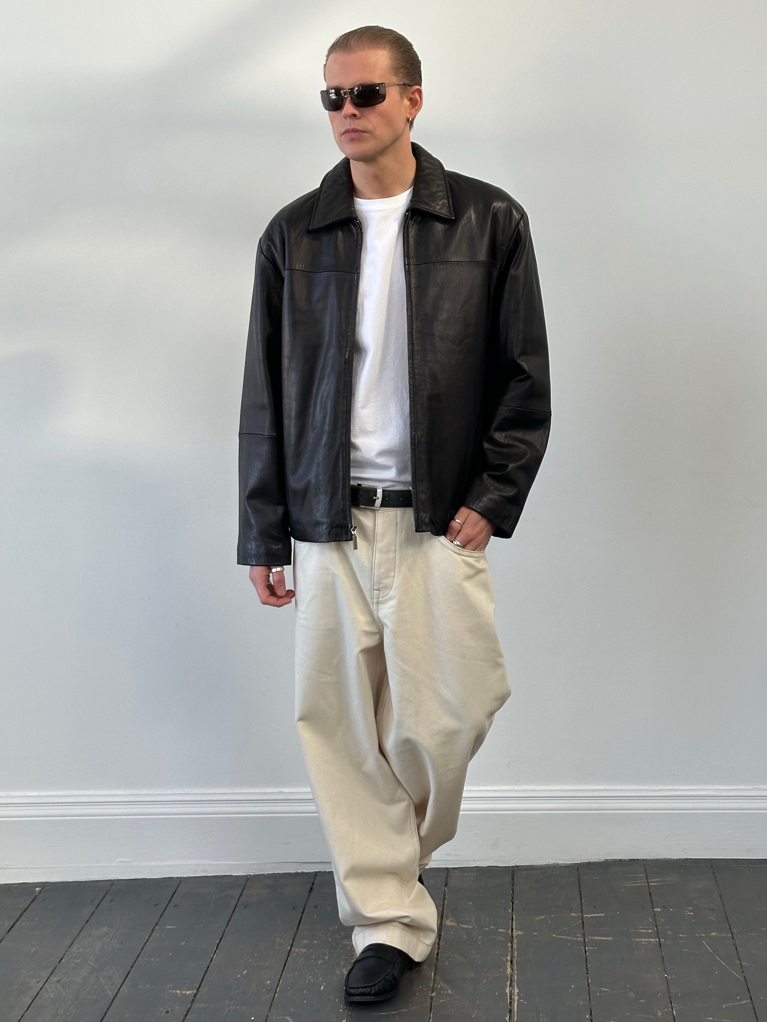 Vintage 1990s Boxy Leather Jacket - L
