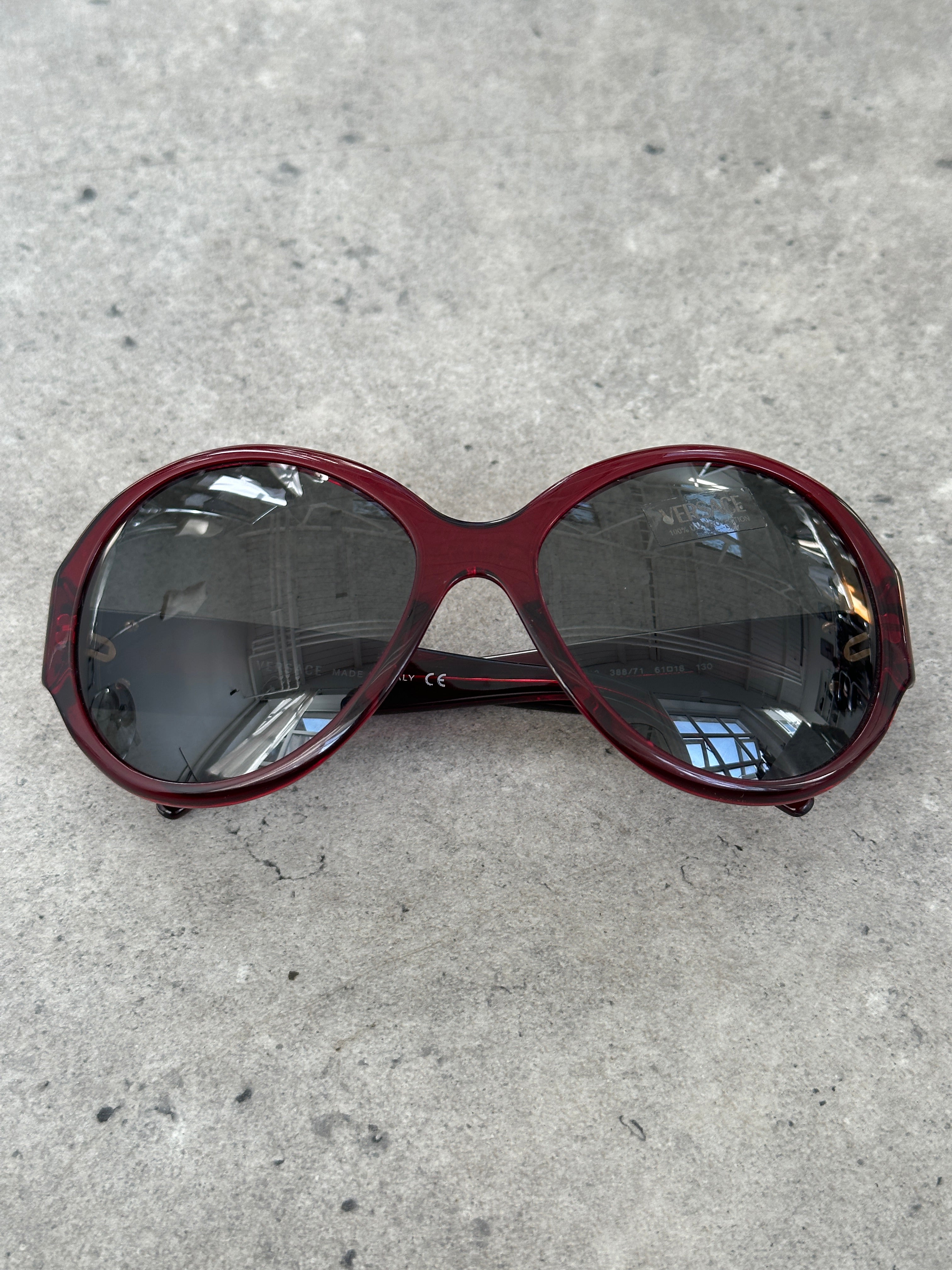 Versace 1990s Oversized Round Medusa Logo Sunglasses