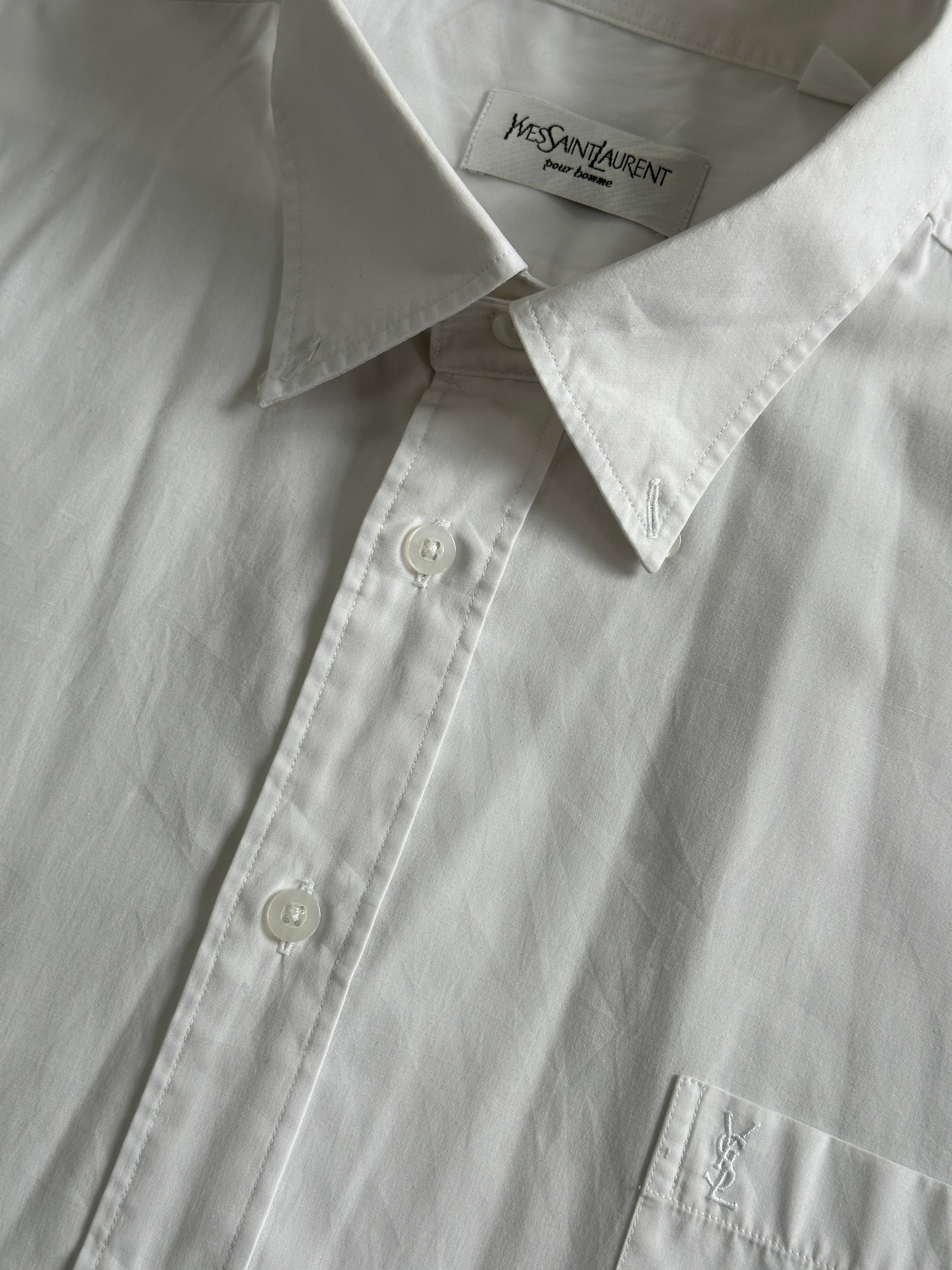 Yves Saint Laurent Pour Homme cotton logo shirt in size XL, featuring classic design and signature branding on the front.