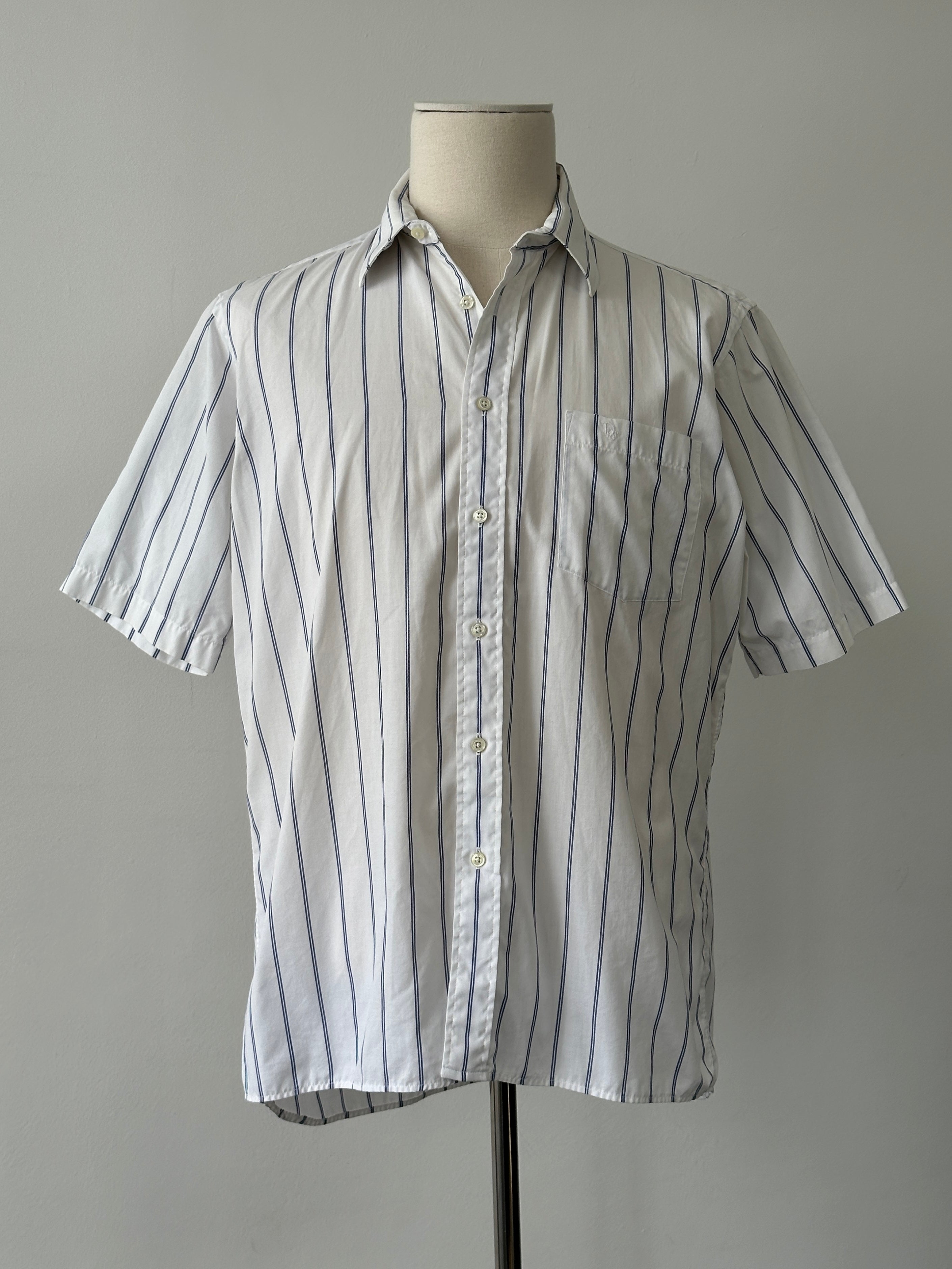 Christian Dior 1990s Cotton Short Sleeve Striped Shirt - L