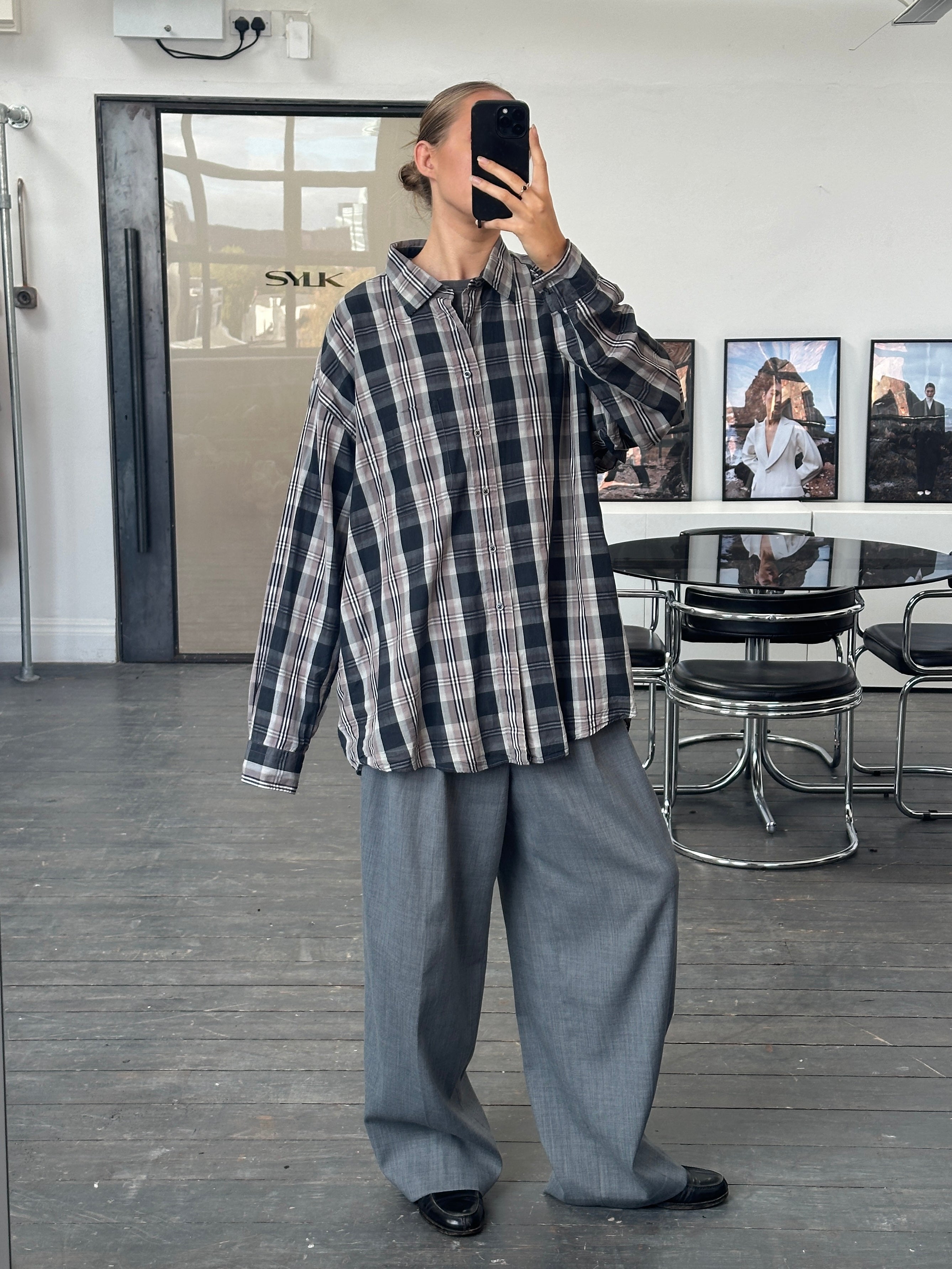 Burberry London 1990s check pure cotton shirt in XXL, featuring classic Burberry plaid pattern and button-down collar.