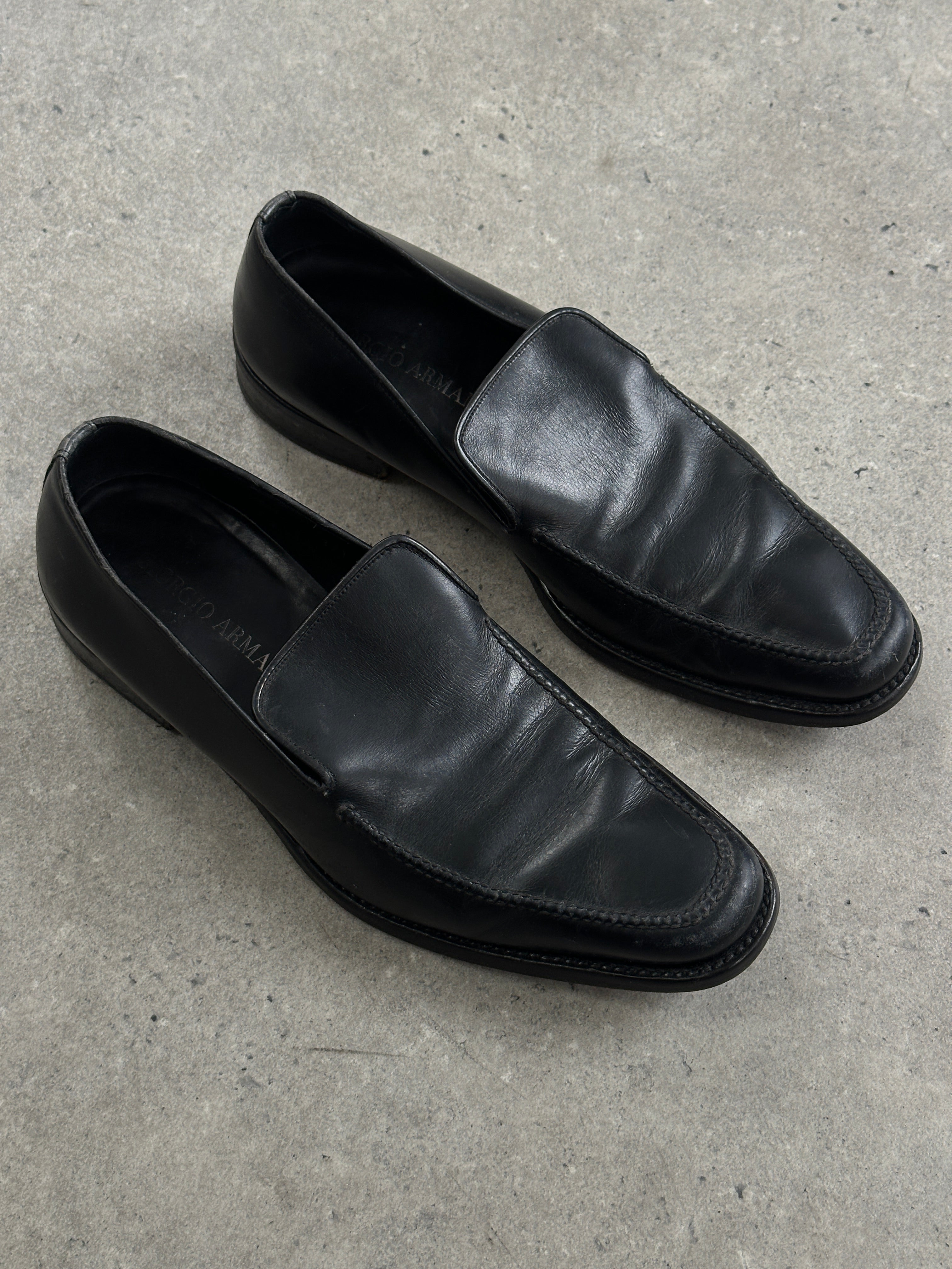 Giorgio Armani 1990s Leather Apron Toe Loafers - UK 7
