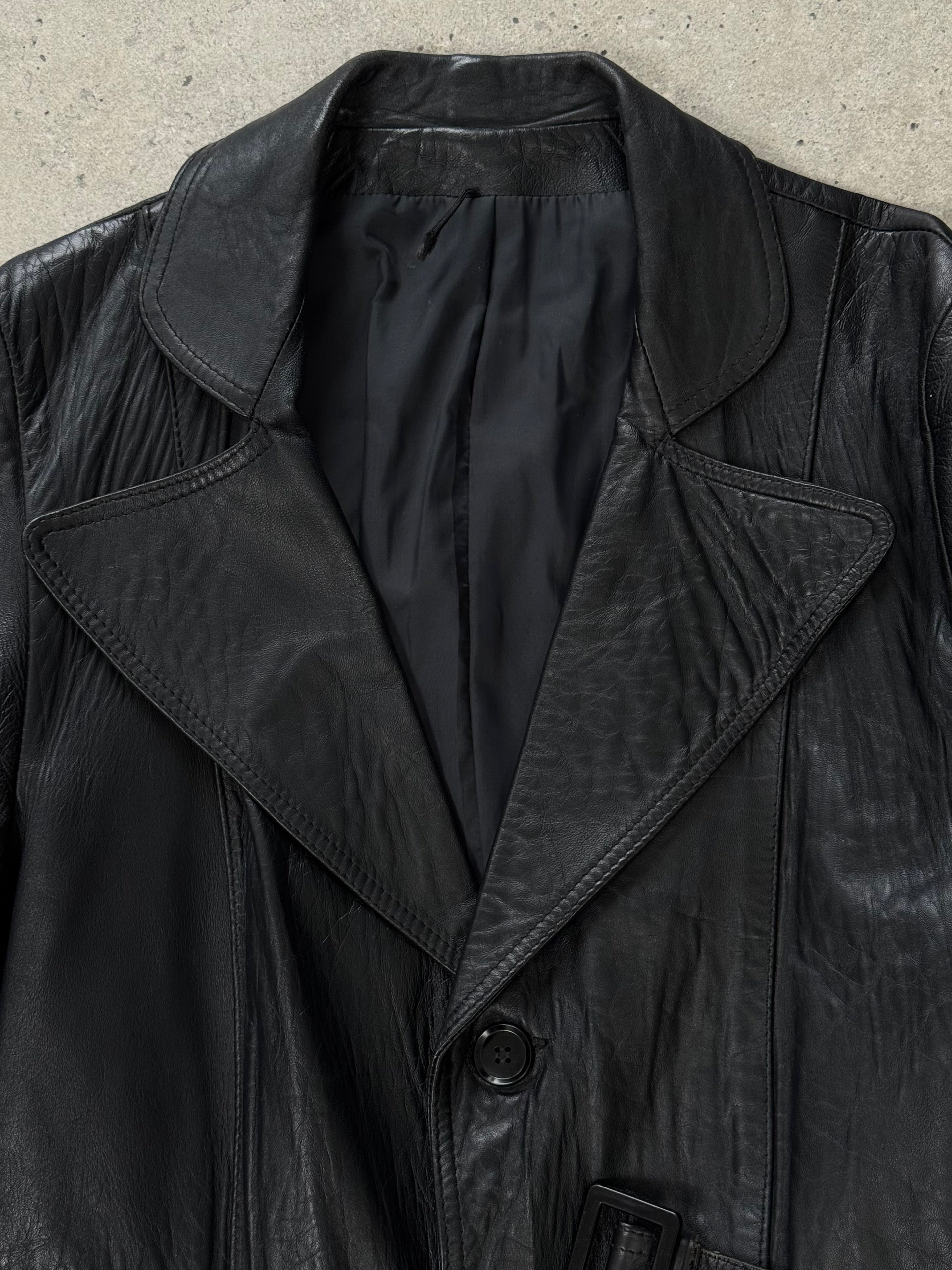 Vintage 1990s Leather Belted Trench Coat - S/M - SYLK