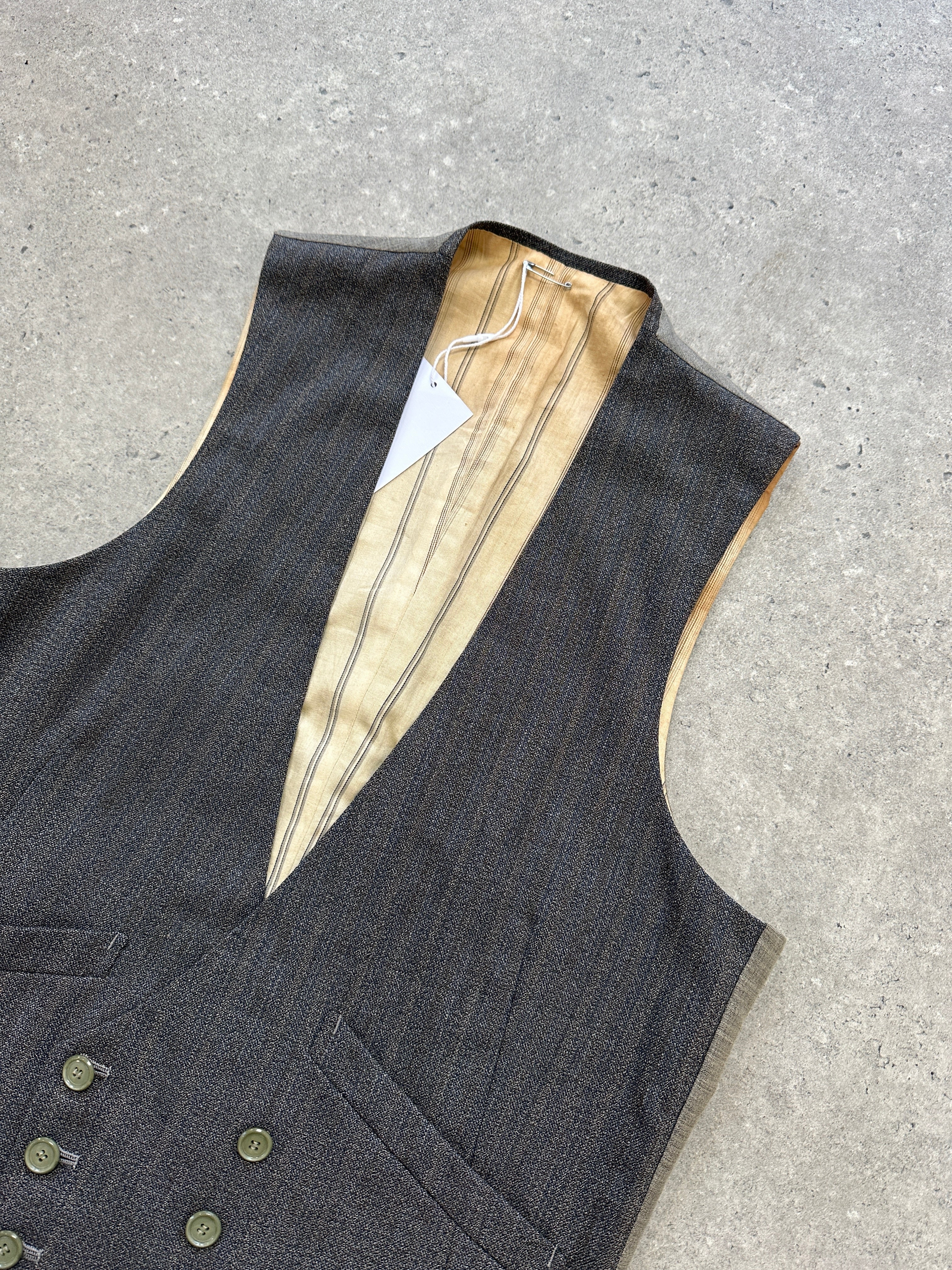 Vintage Wool Pinstripe Double Breasted Waistcoat - M - SYLK