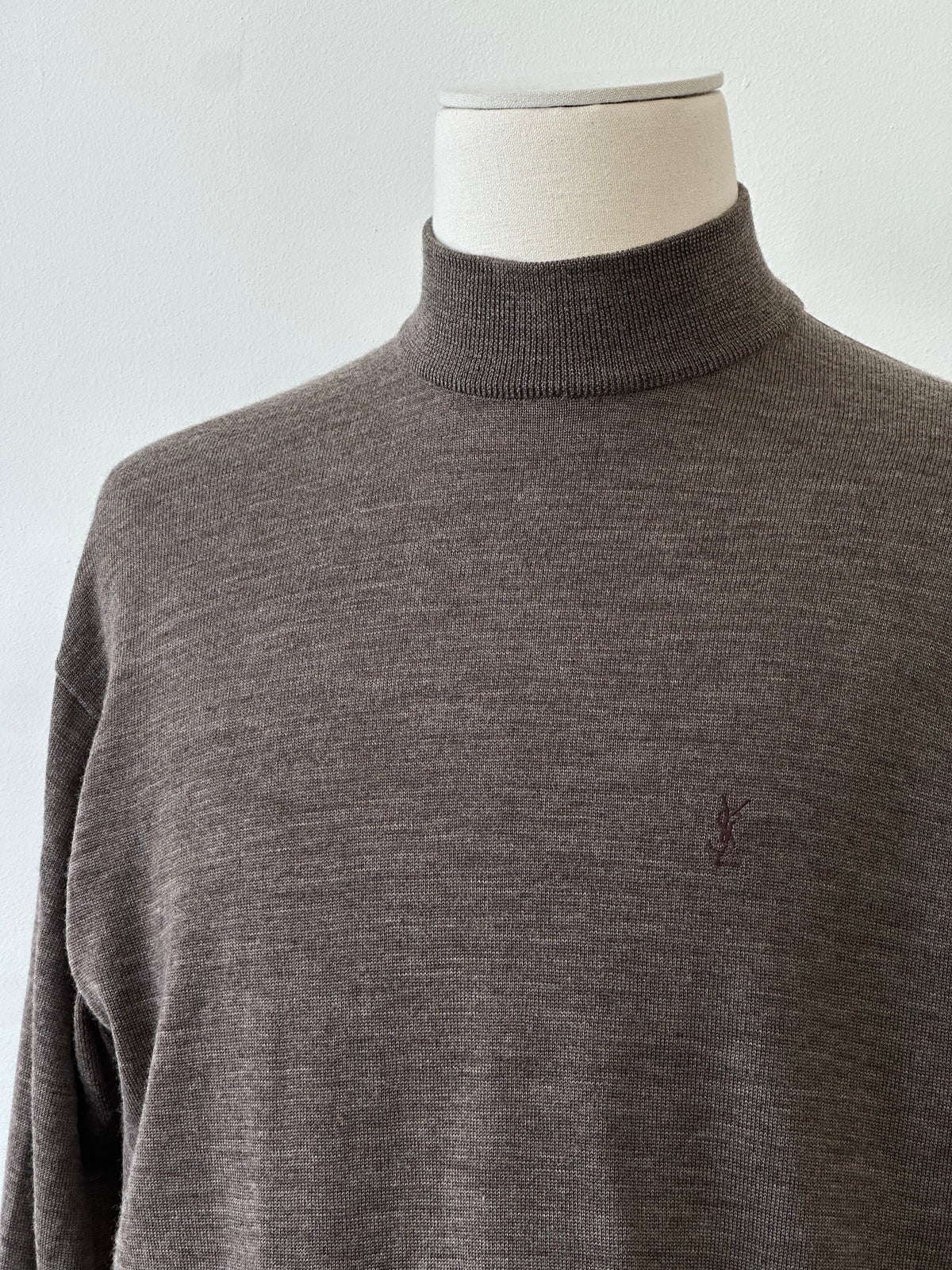 Yves Saint Laurent 1990s Pure Wool High Neck Knit Jumper - M