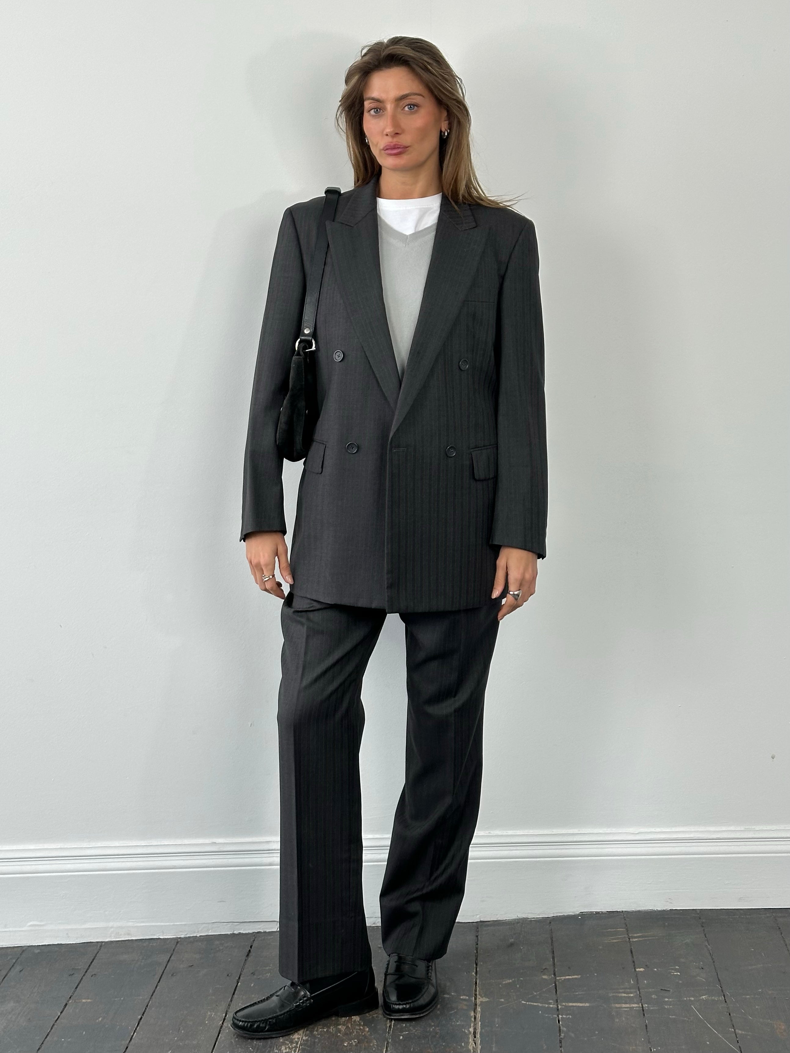 Loro Piana x Durban 1990s Pure Wool Double Breasted Stripe Suit - 38R/L