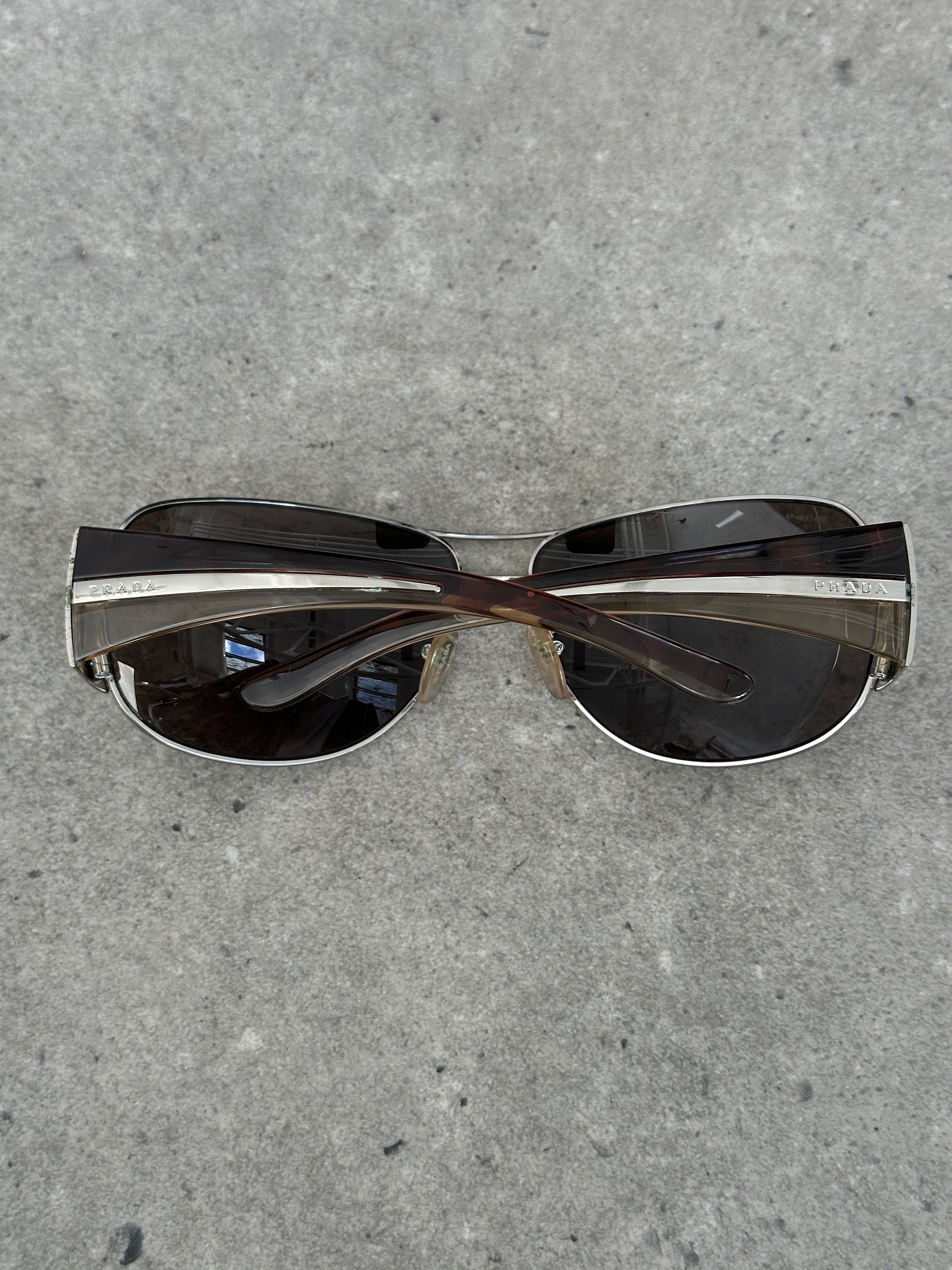 Prada 1990s Aviator Shield Logo Sunglasses