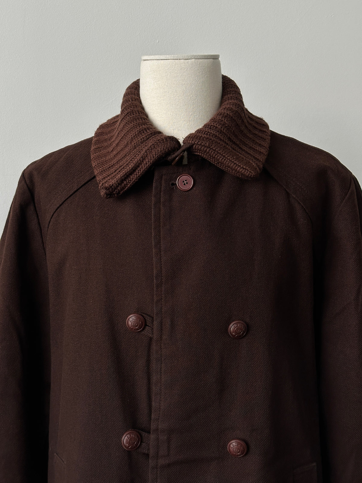 Armani Jeans 2000s Wool Funnel Neck Double Breasted Coat - L