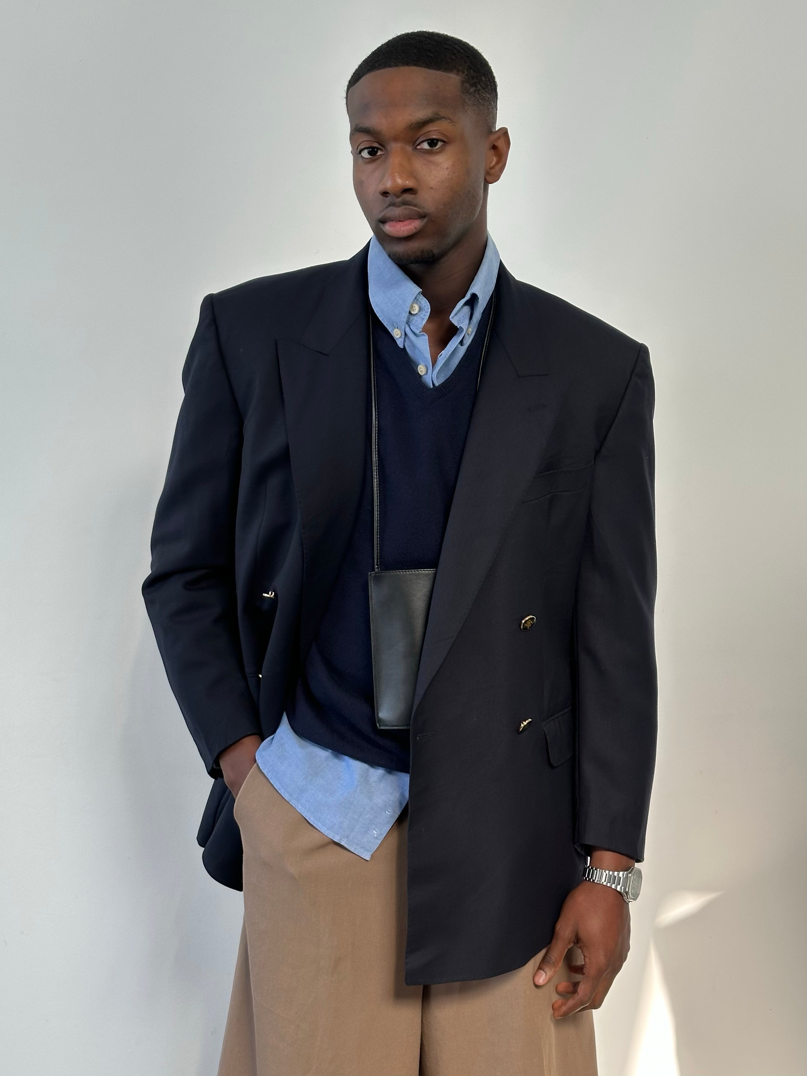 Burberry 1990s Bespoke Button Wool Double Breasted Blazer - 42R/XL