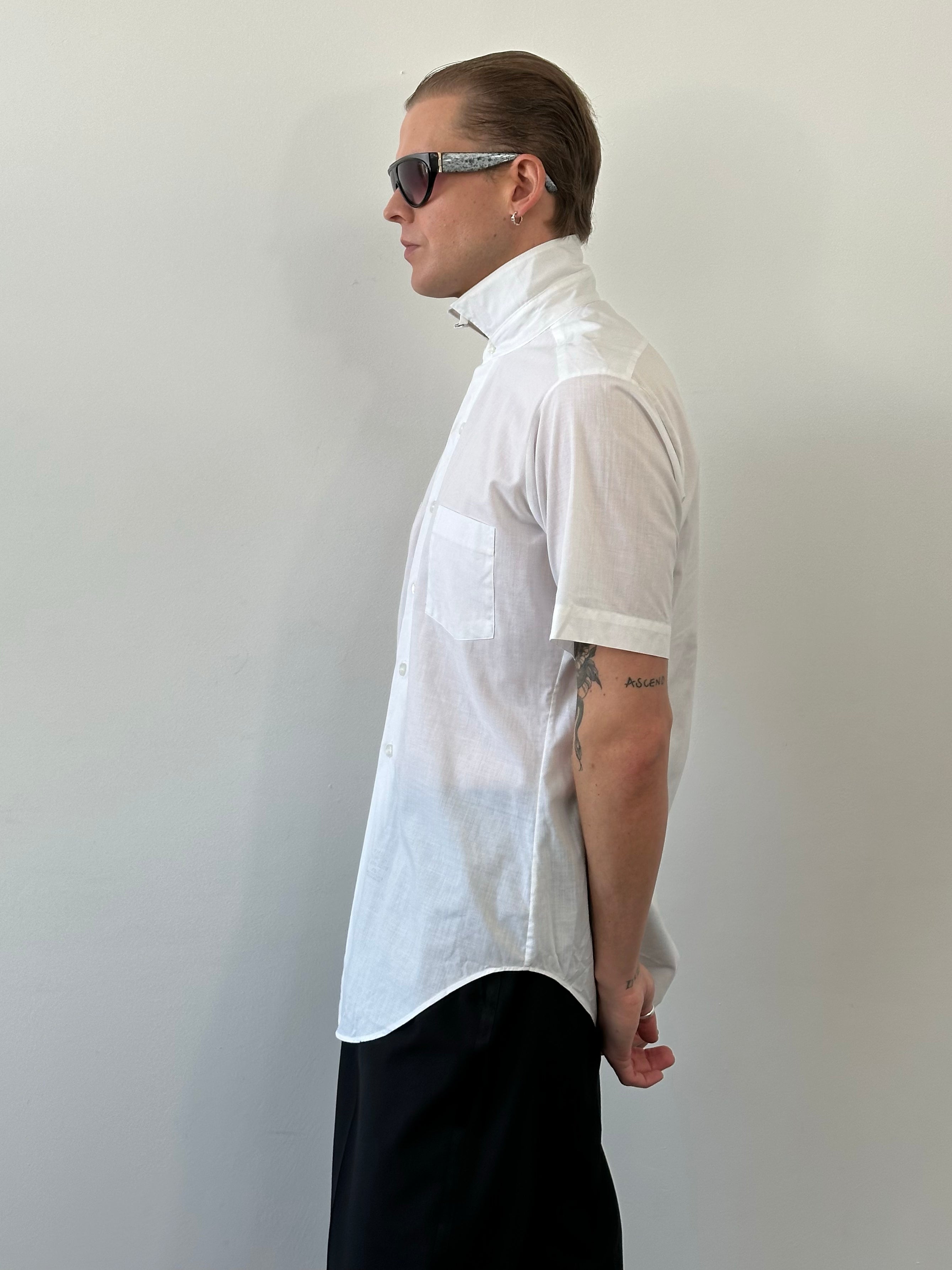 Vintage 1990s High Neck Short Sleeve Shirt - S