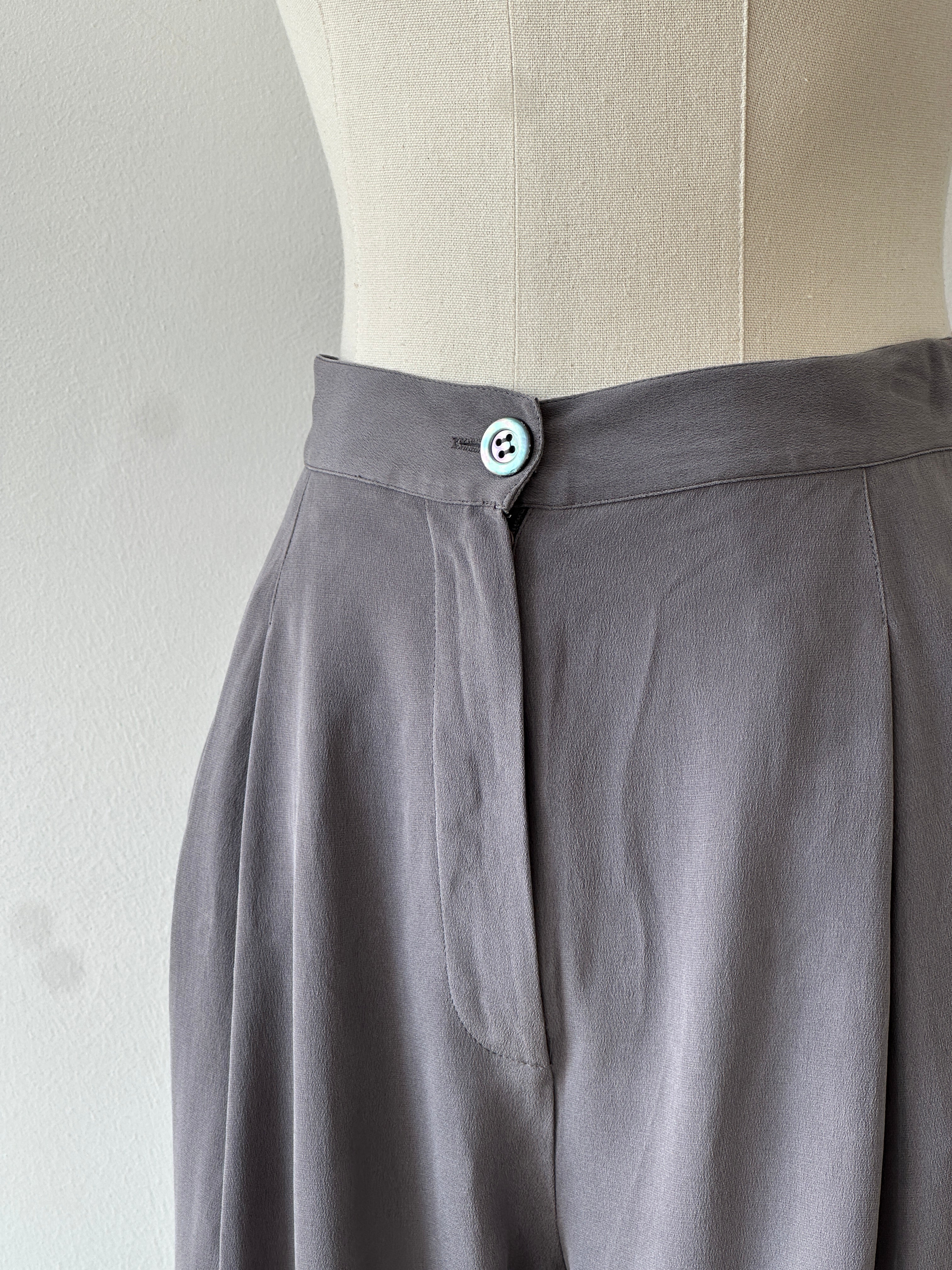 Vintage 1990s Pure Silk Tapered Leg Tailored Trousers - W25
