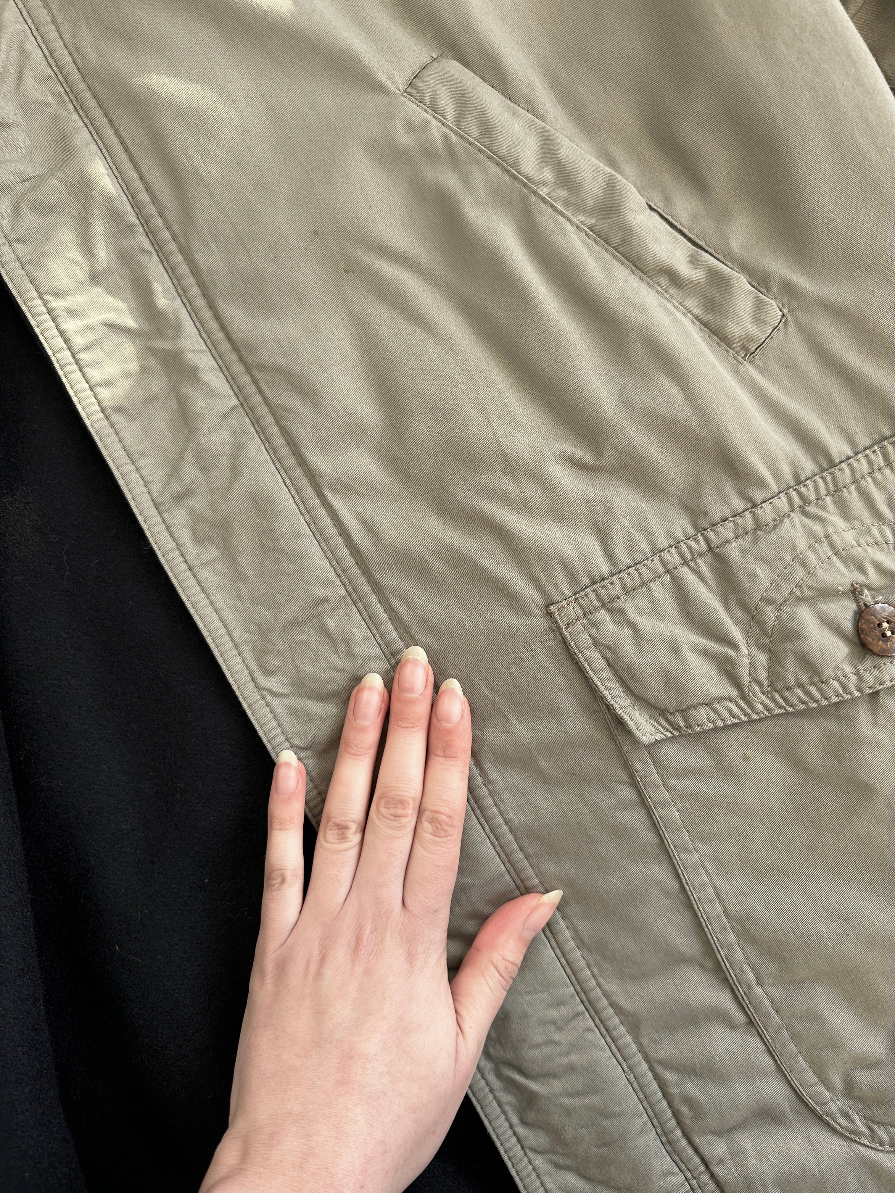Vintage Italian brushed wool reversible jacket in XL, showing the textured wool exterior and cozy interior.