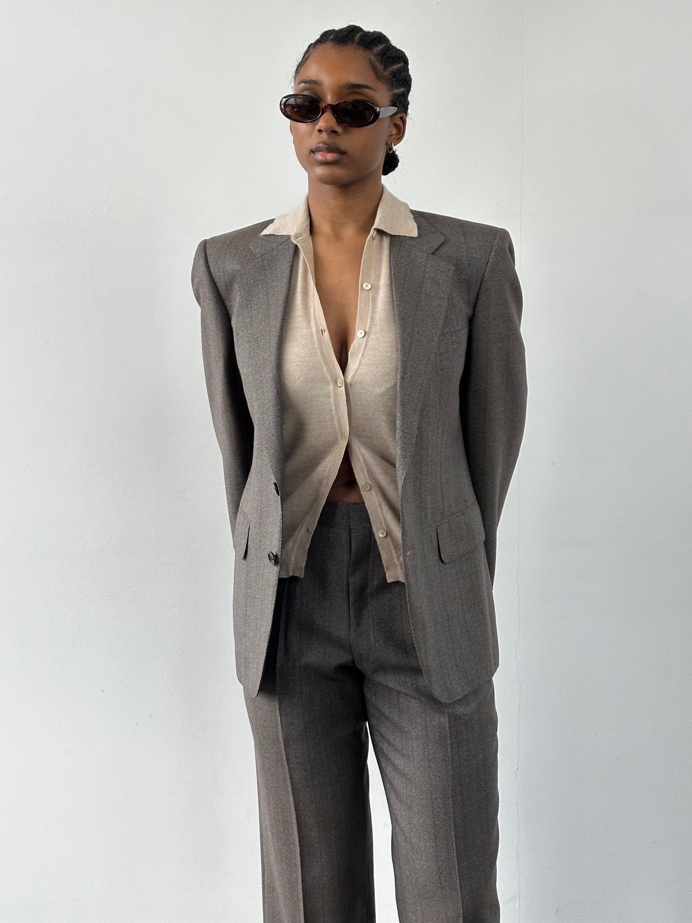 Burberry 1990s Pure Tasmanian Wool Stripe Single Breasted Suit - 36R/W26 - SYLK