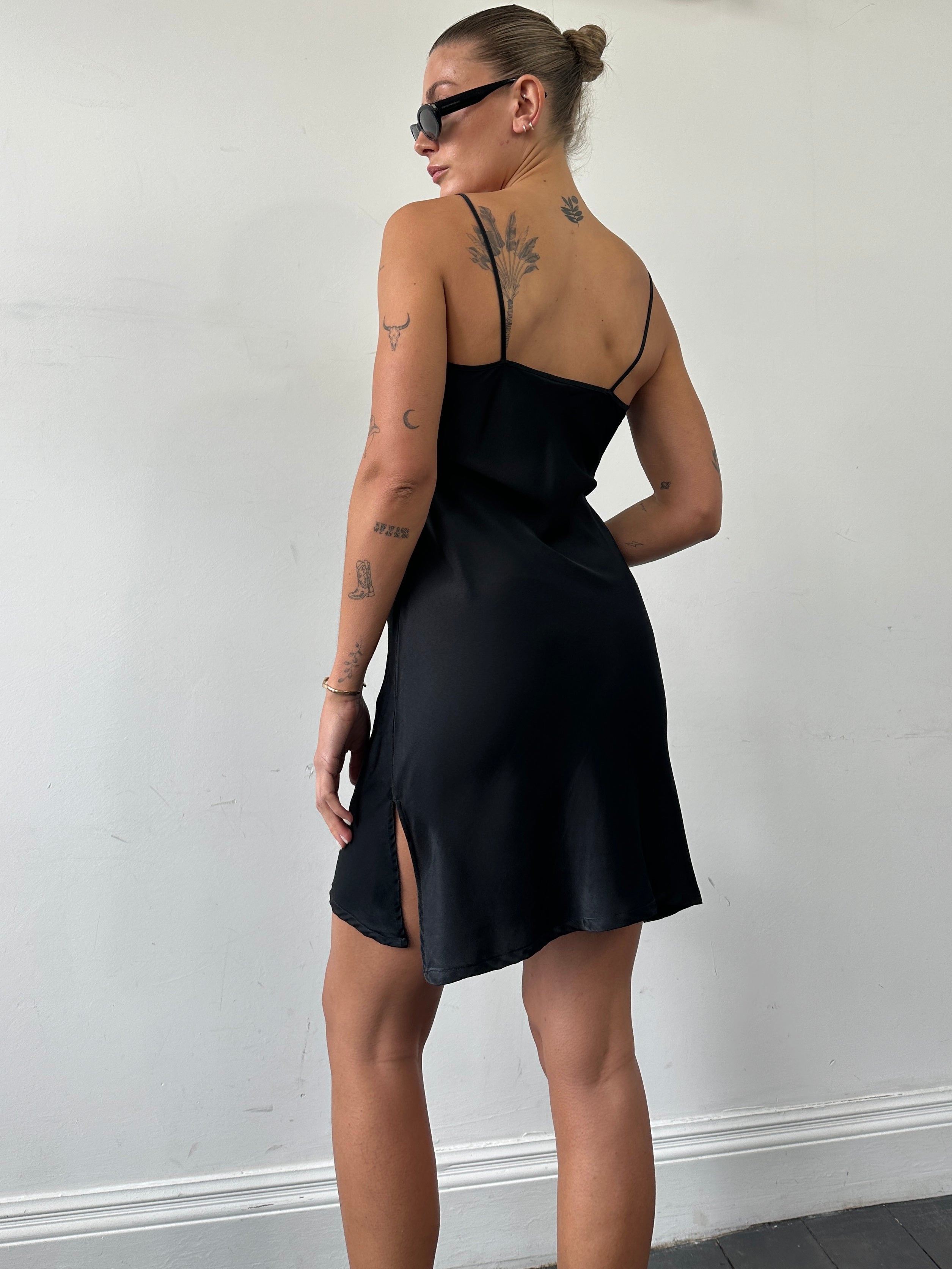 Armani Exchange pure silk mini slip dress in XS/S, featuring a sleek, smooth fabric and elegant design.
