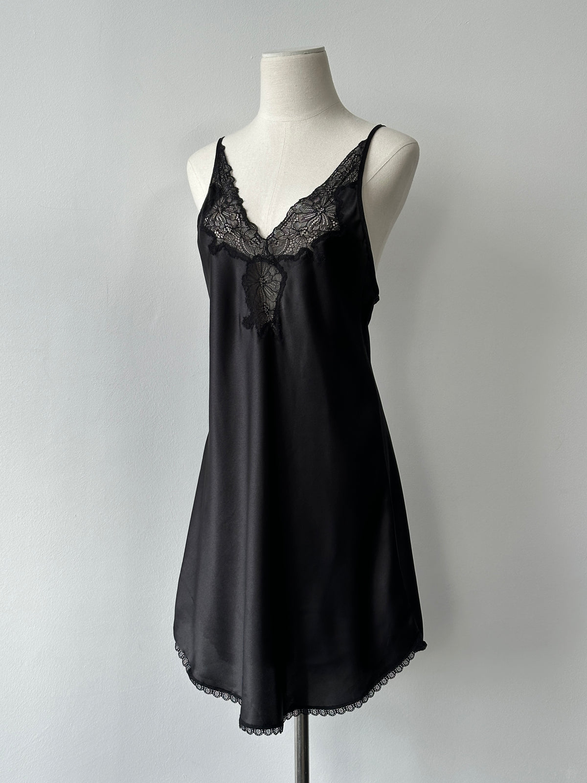 Oscar De La Renta Satin Lace Mini Slip Dress - M