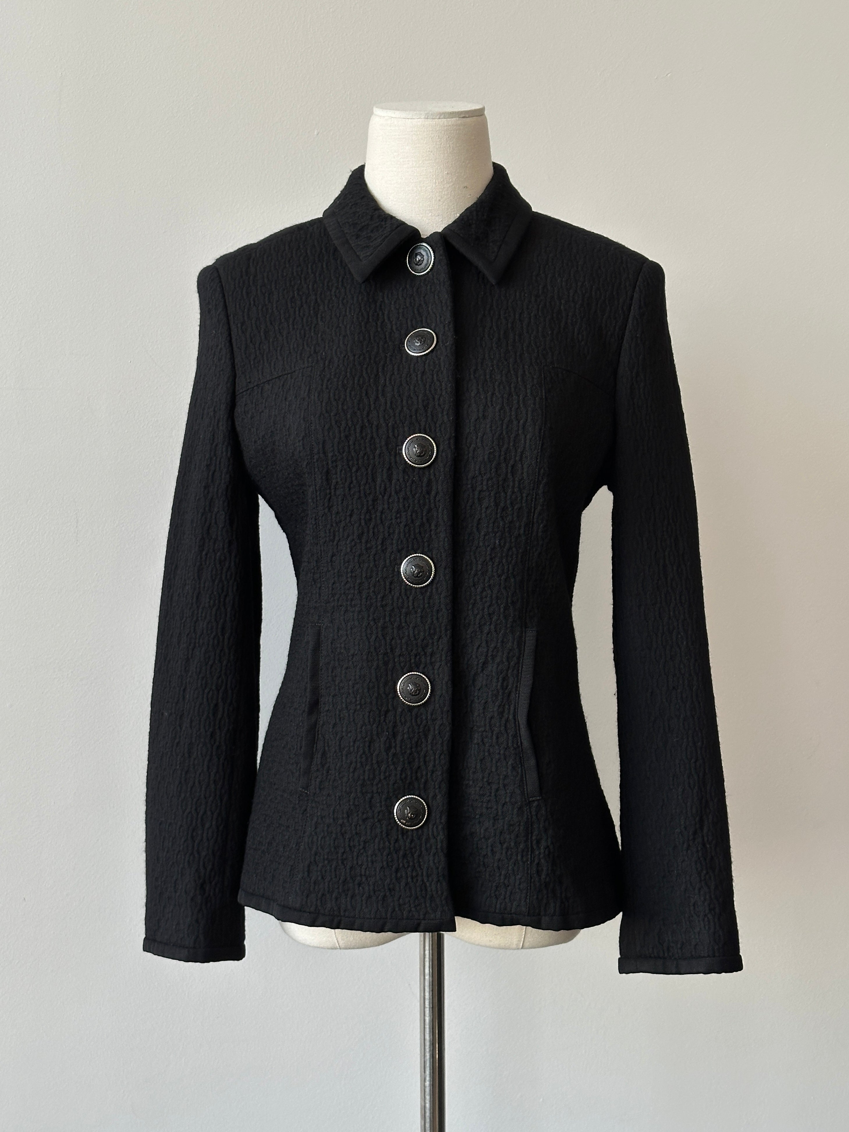 Versace Versus 1990s Wool Silk Lion Head Fitted Jacket - S
