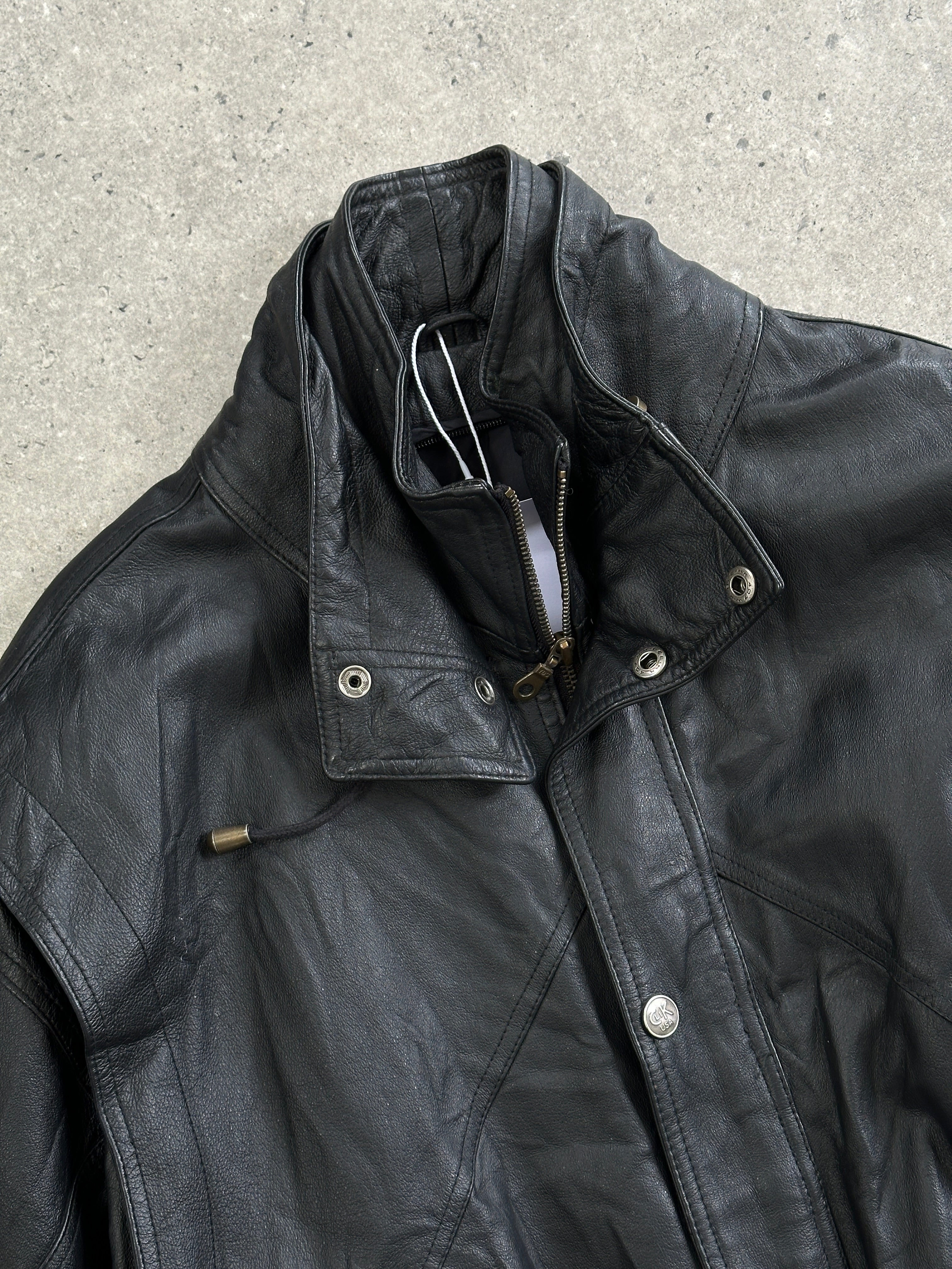 Vintage Leather Bomber Jacket - L - SYLK