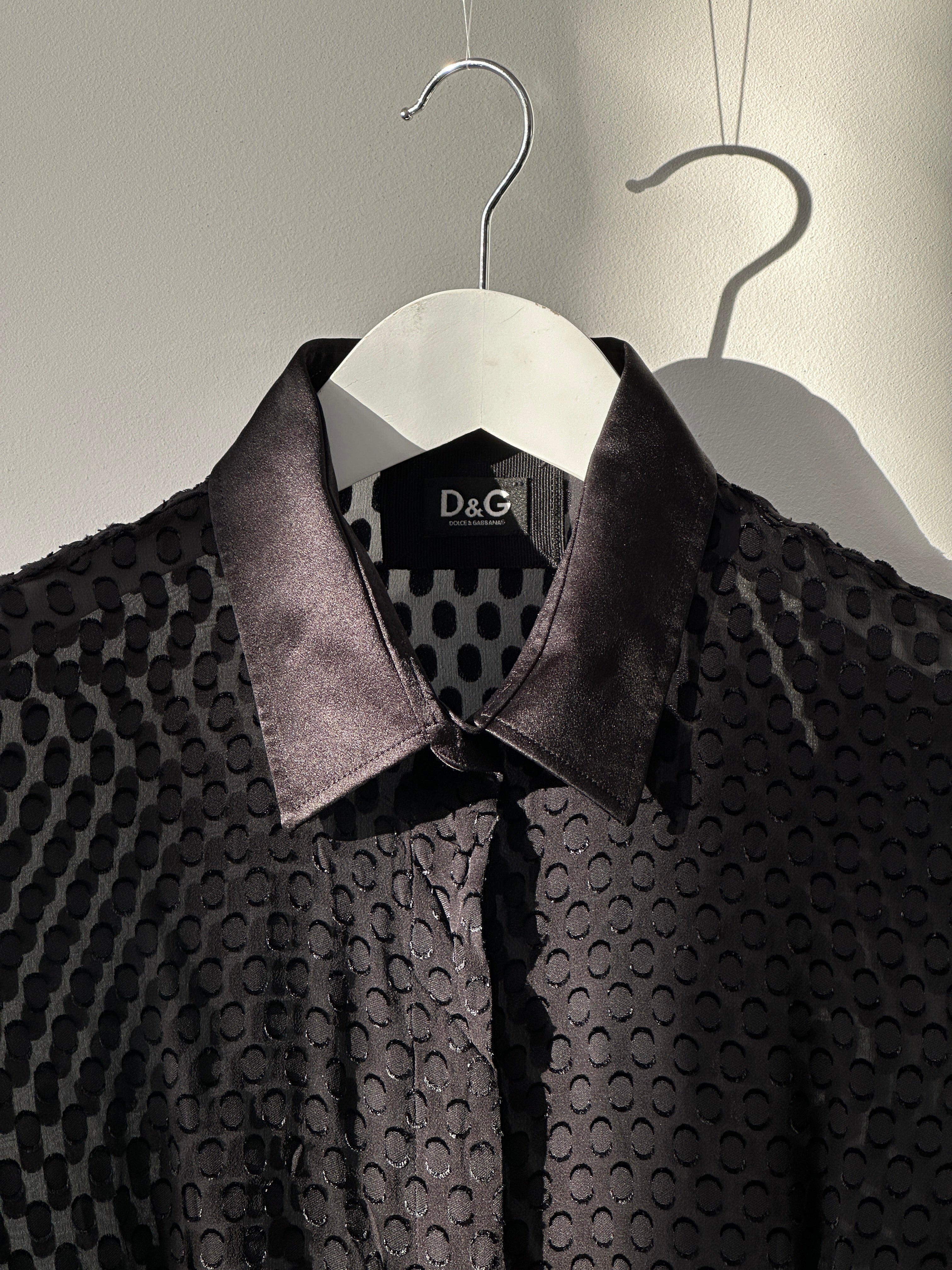 Dolce & Gabbana silk sheer print shirt in S/M with vibrant floral pattern, lightweight and elegant for stylish wear.