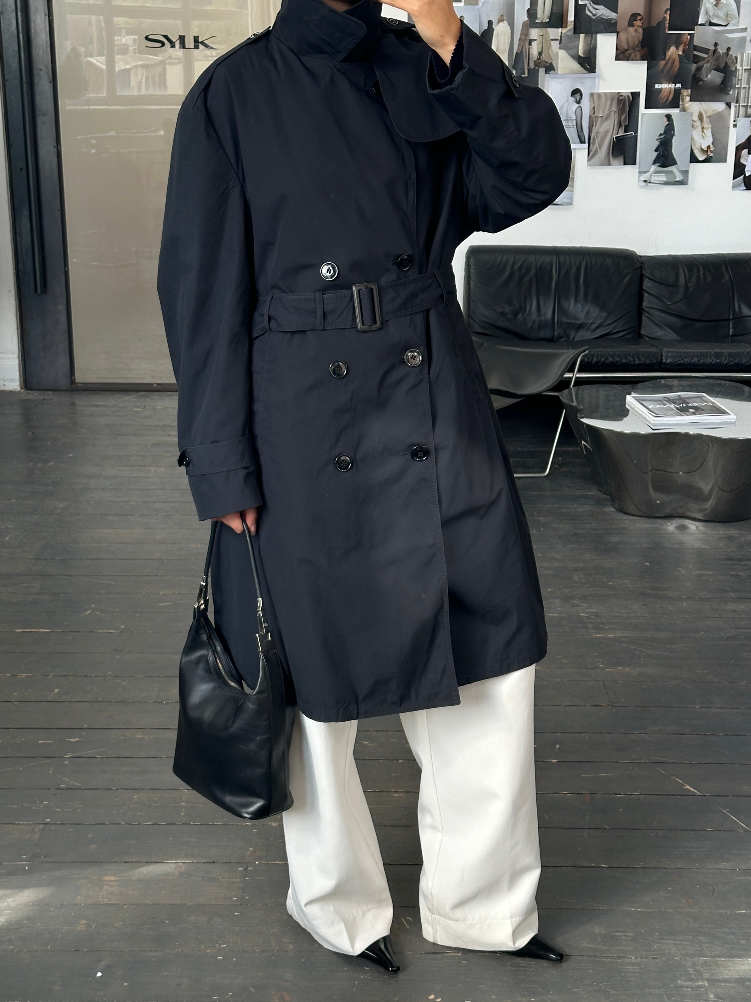 USA Vintage 1996 Cotton Double Breasted Belted Trench Coat - L/XL - SYLK