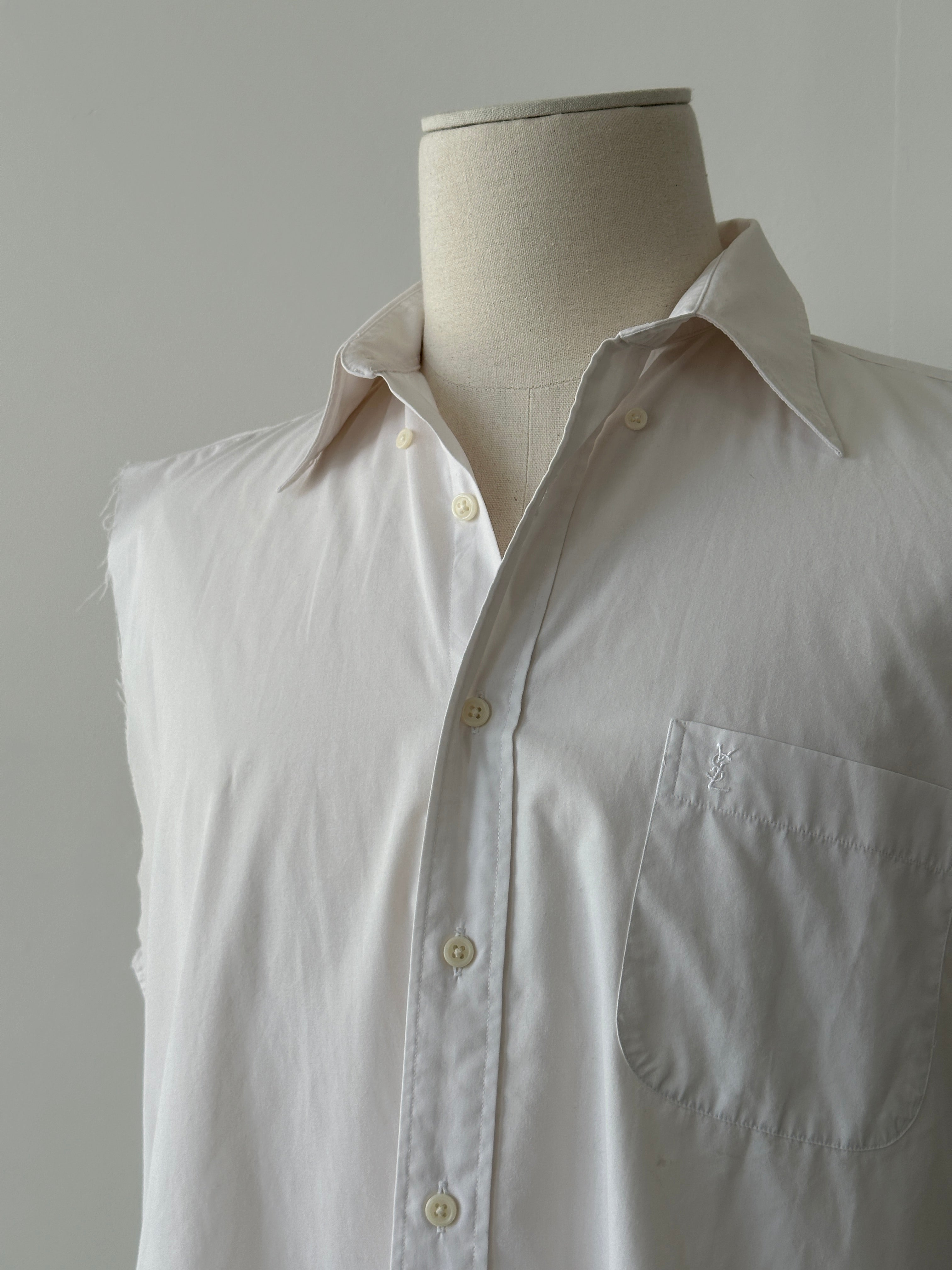 Yves Saint Laurent 2000s Cotton Sleeveless Logo Shirt - L