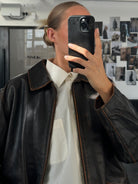Italian Vintage 1990s Distressed Leather Jacket - L/XL - SYLK
