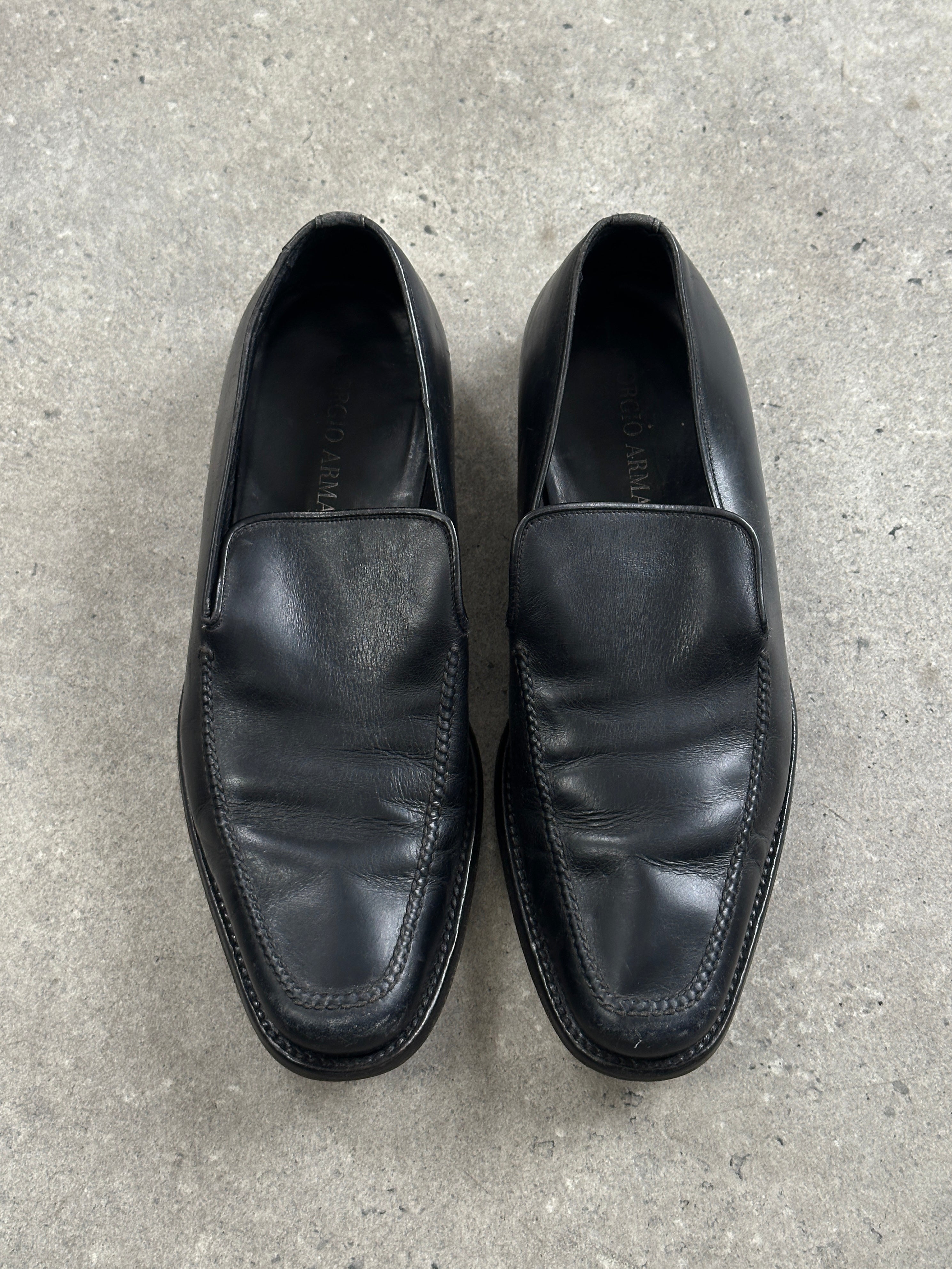 Giorgio Armani 1990s Leather Apron Toe Loafers - UK 7