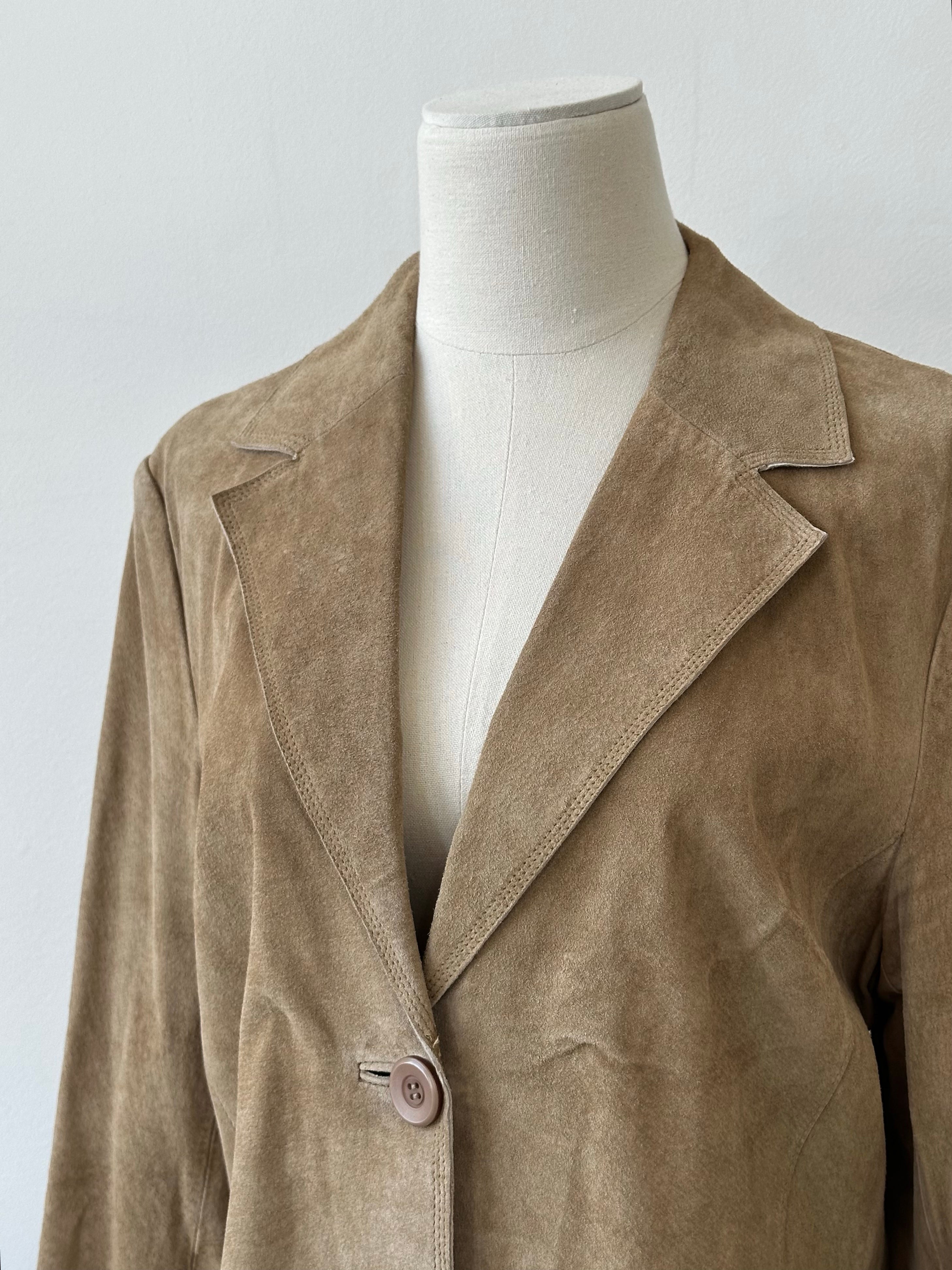 Vintage 1990s Suede Single Breasted Trench -