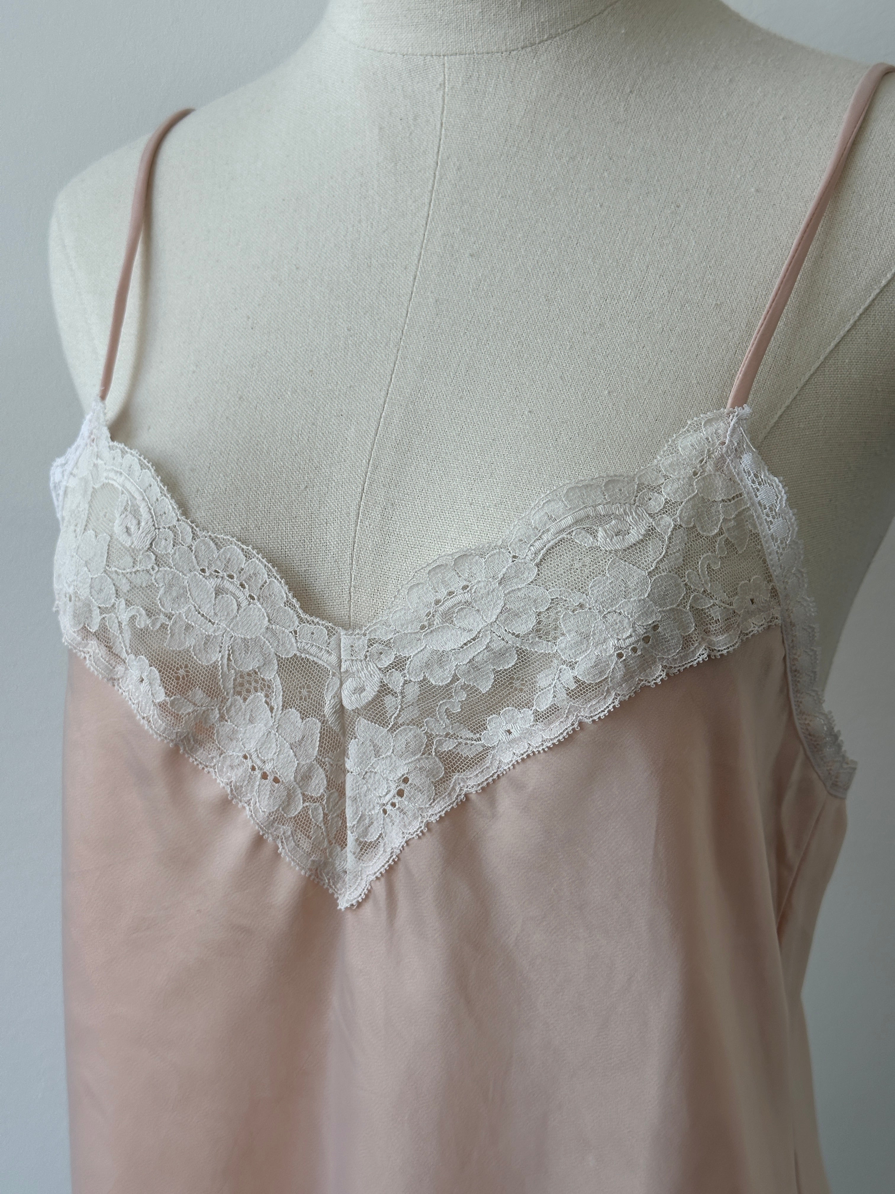 Christian Dior 1990s Satin Lace Logo Cami Top - S