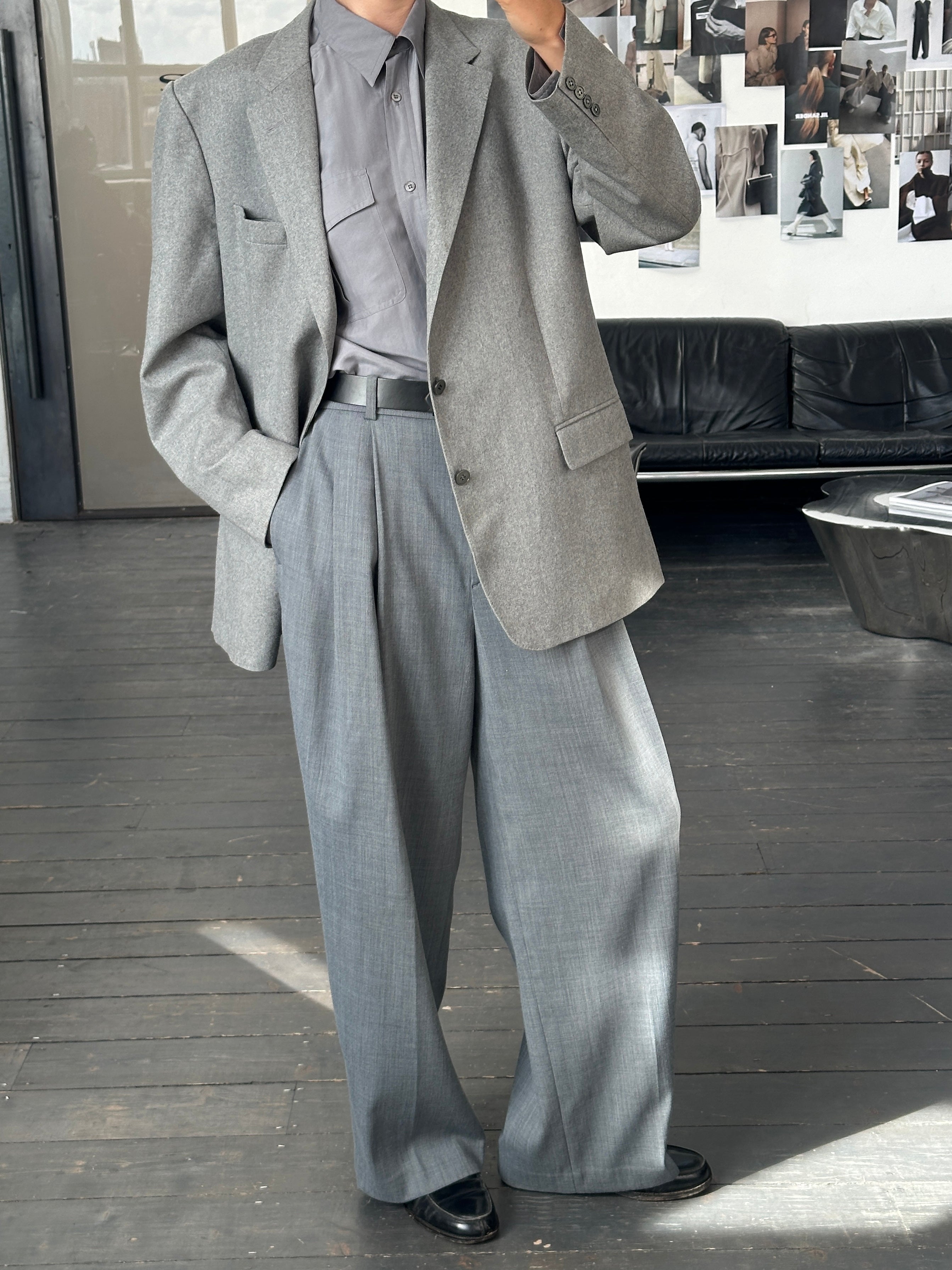 Christian Dior Monsieur 1990s brushed wool single-breasted blazer in size 44R/XL, shown in a classic tailored fit.