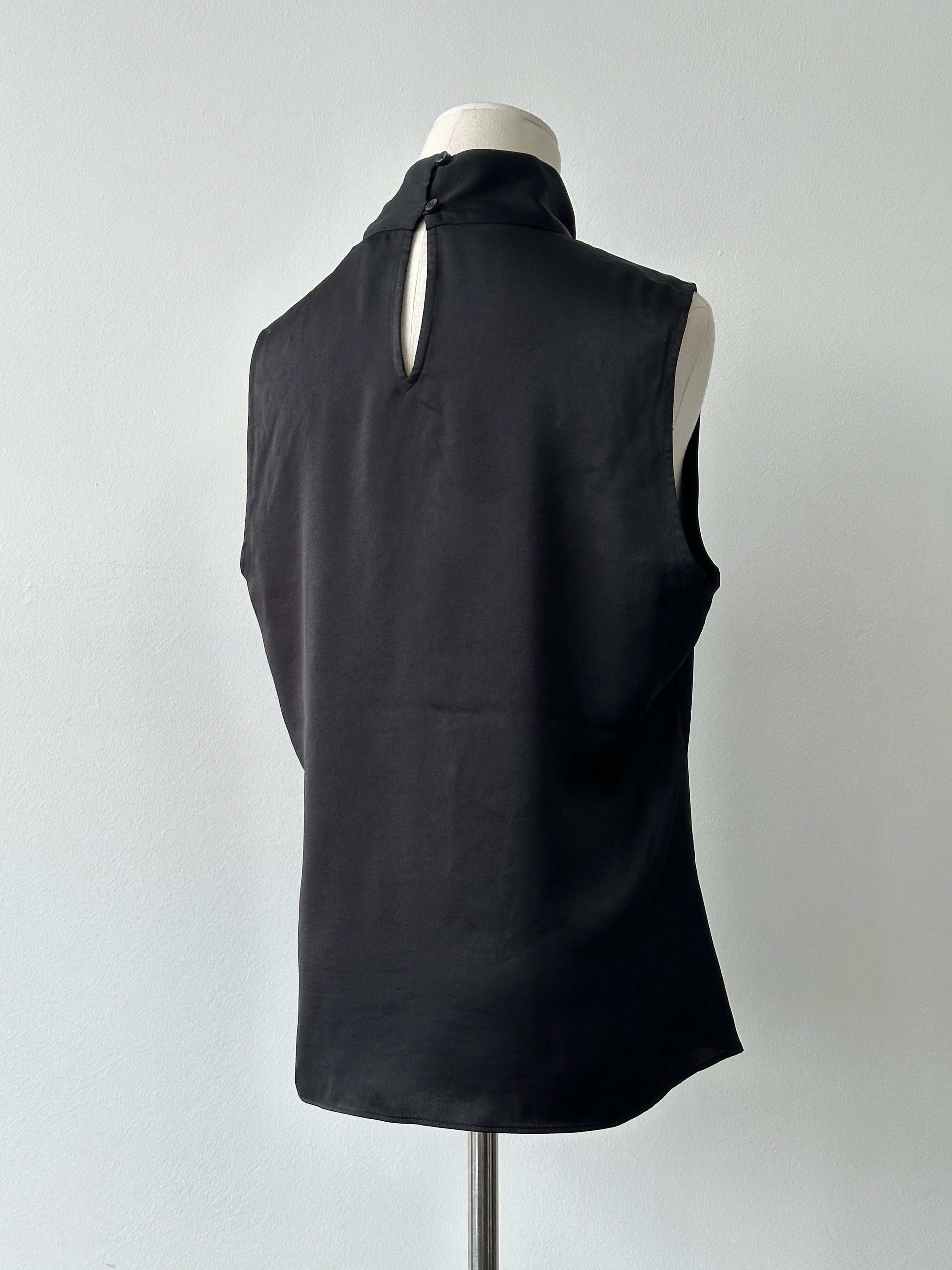 DKNY Satin Sleeveless Neck Tie Top - M-L