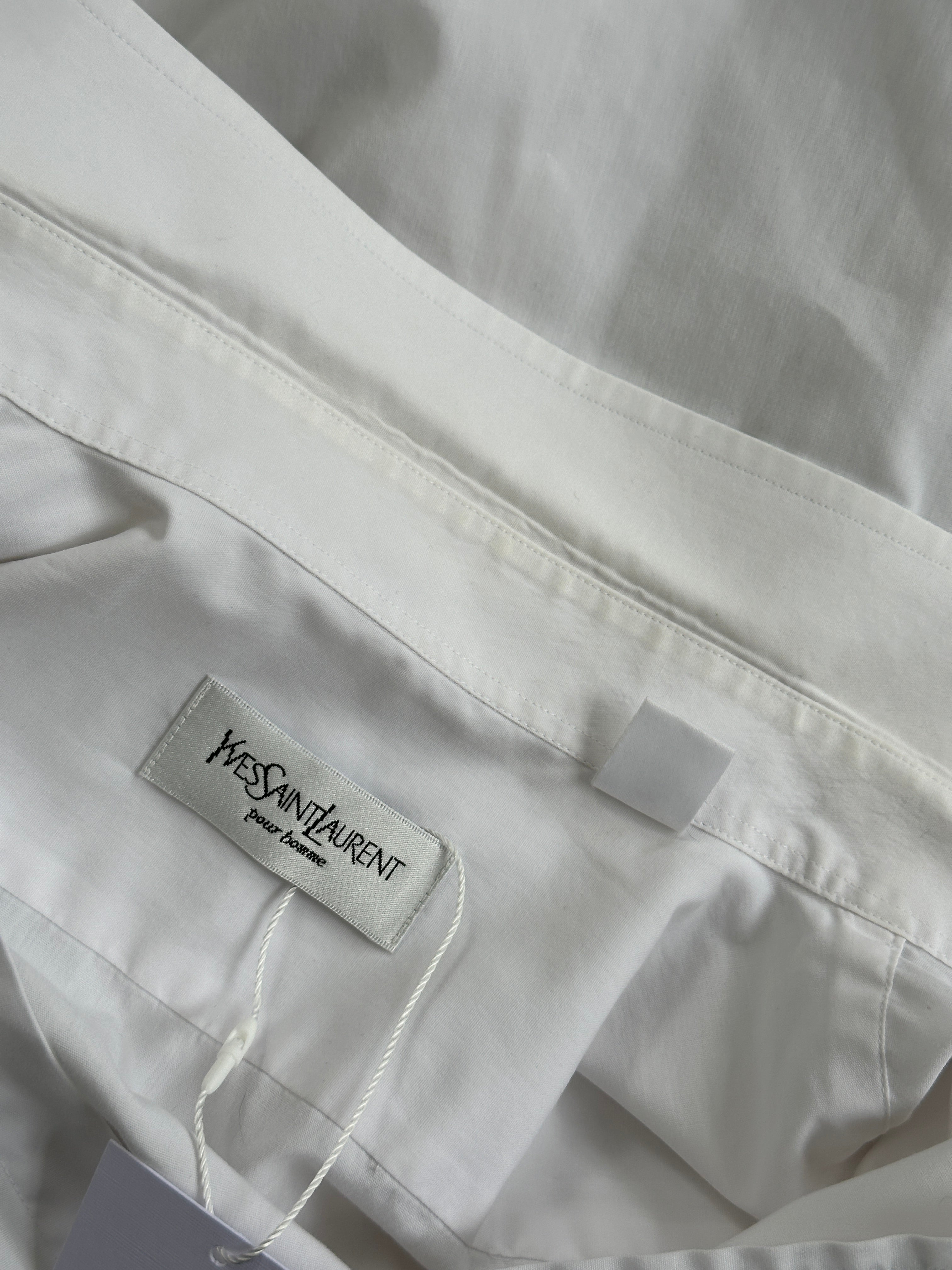 Yves Saint Laurent Pour Homme cotton logo shirt in size L, featuring a classic fit with the brand's signature logo design.