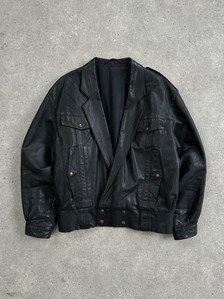 Vintage Leather Bomber Jacket - S - SYLK