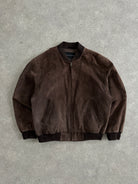 Vintage Suede Leather Bomber Jacket - XL - SYLK