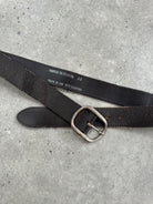 Vintage 1990s Chrome Distressed Leather Belt - W31-35 - SYLK