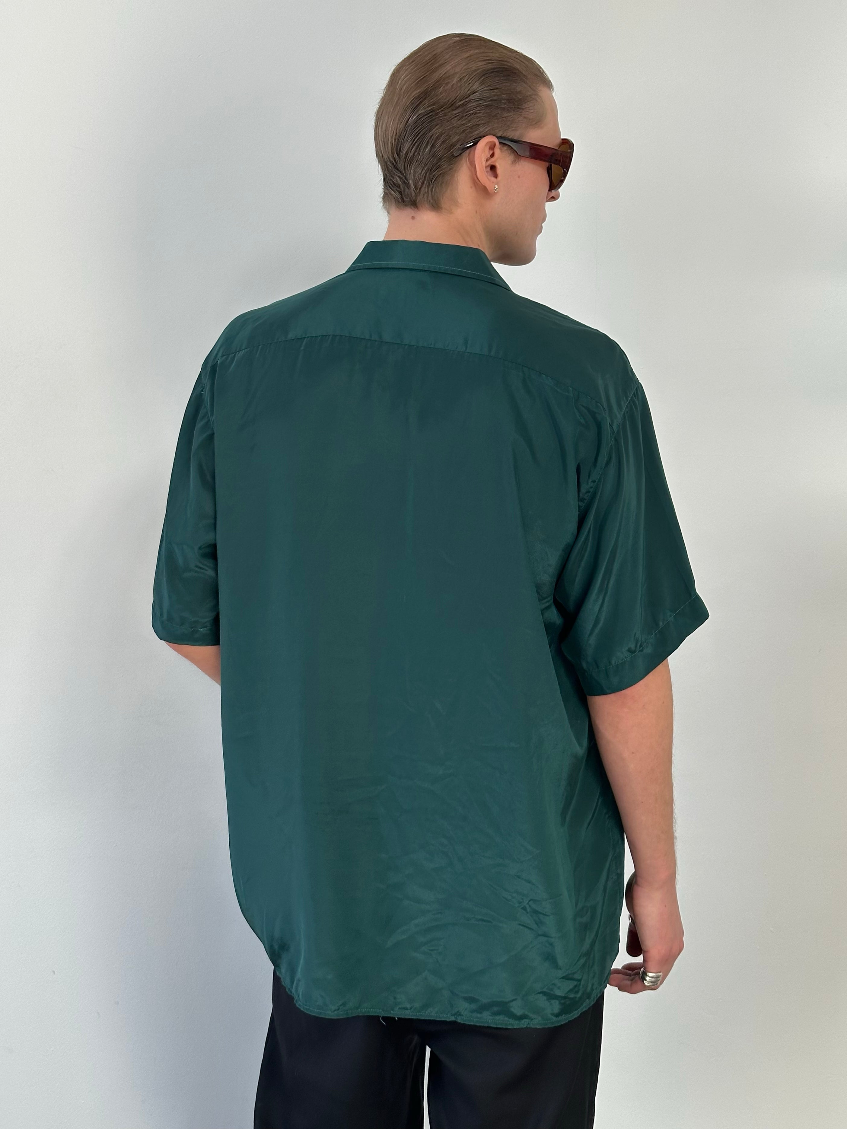 Christian Dior 1990s Pure Silk Short Sleeve Logo Shirt - XL