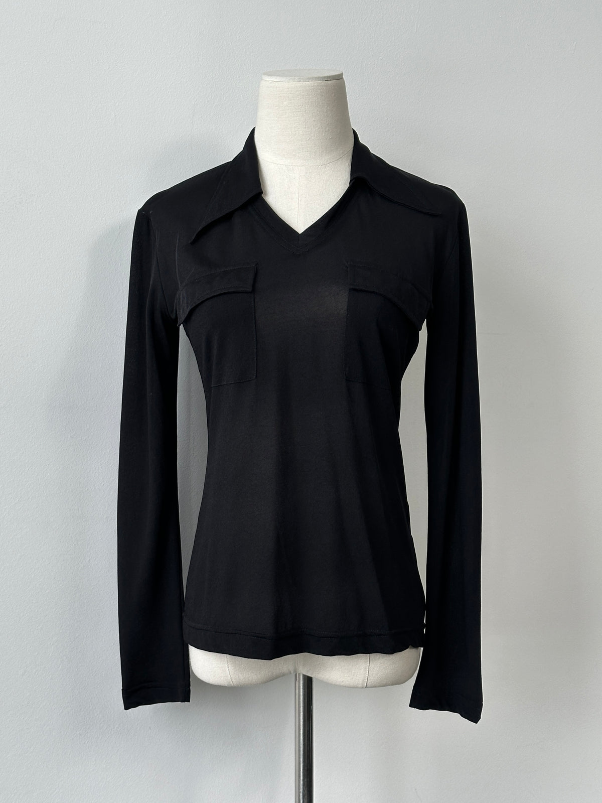 Vintage 2000s Semi Sheer Daggar Collar Top - S