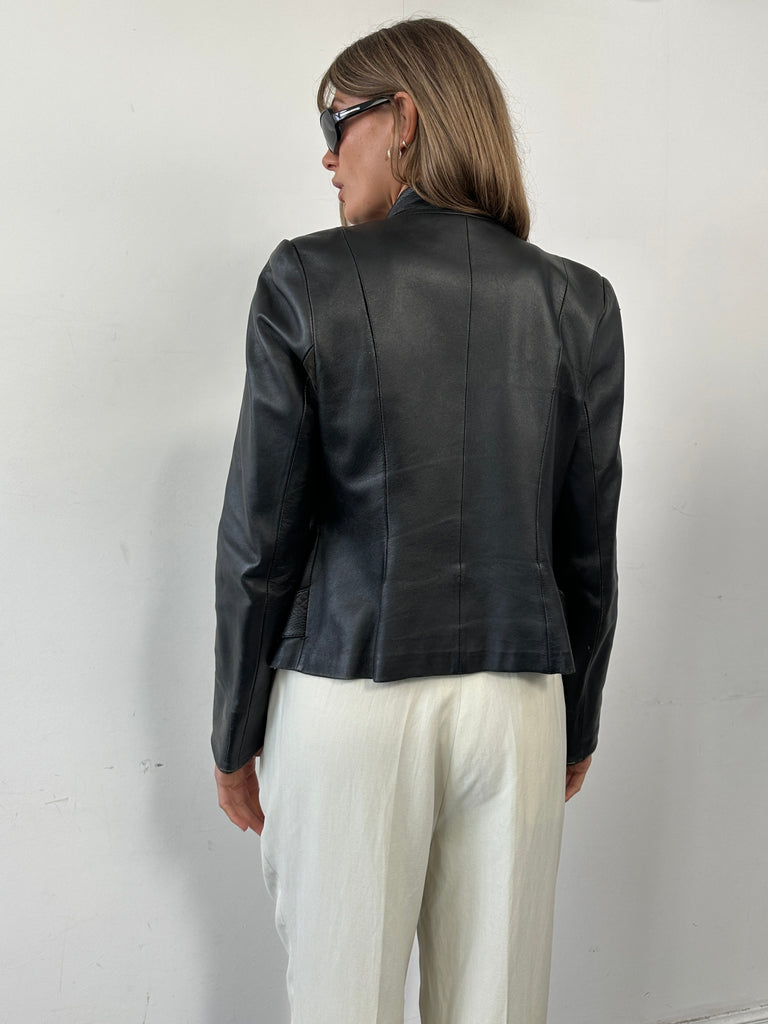 Vintage Fitted Leather Jacket - S - SYLK